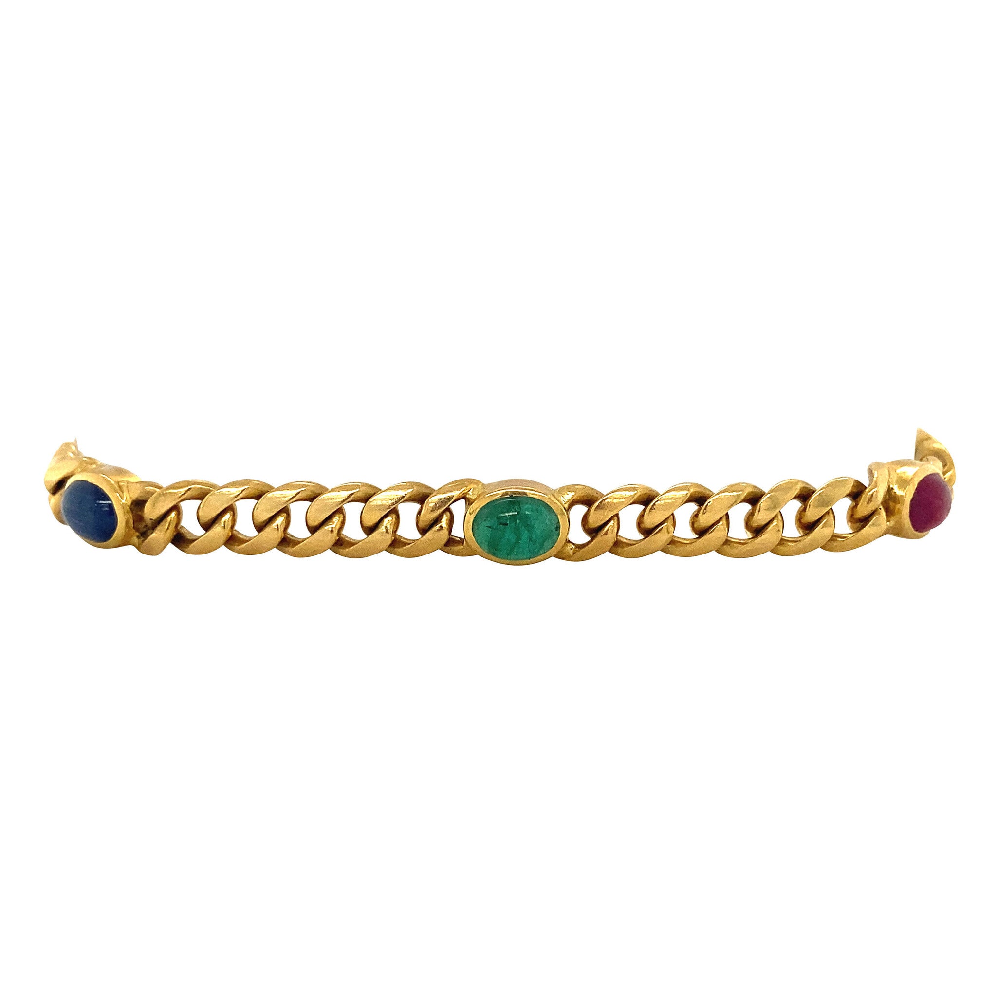 Vintage gouden armband met saffier, smaragd en robijn 18 krt