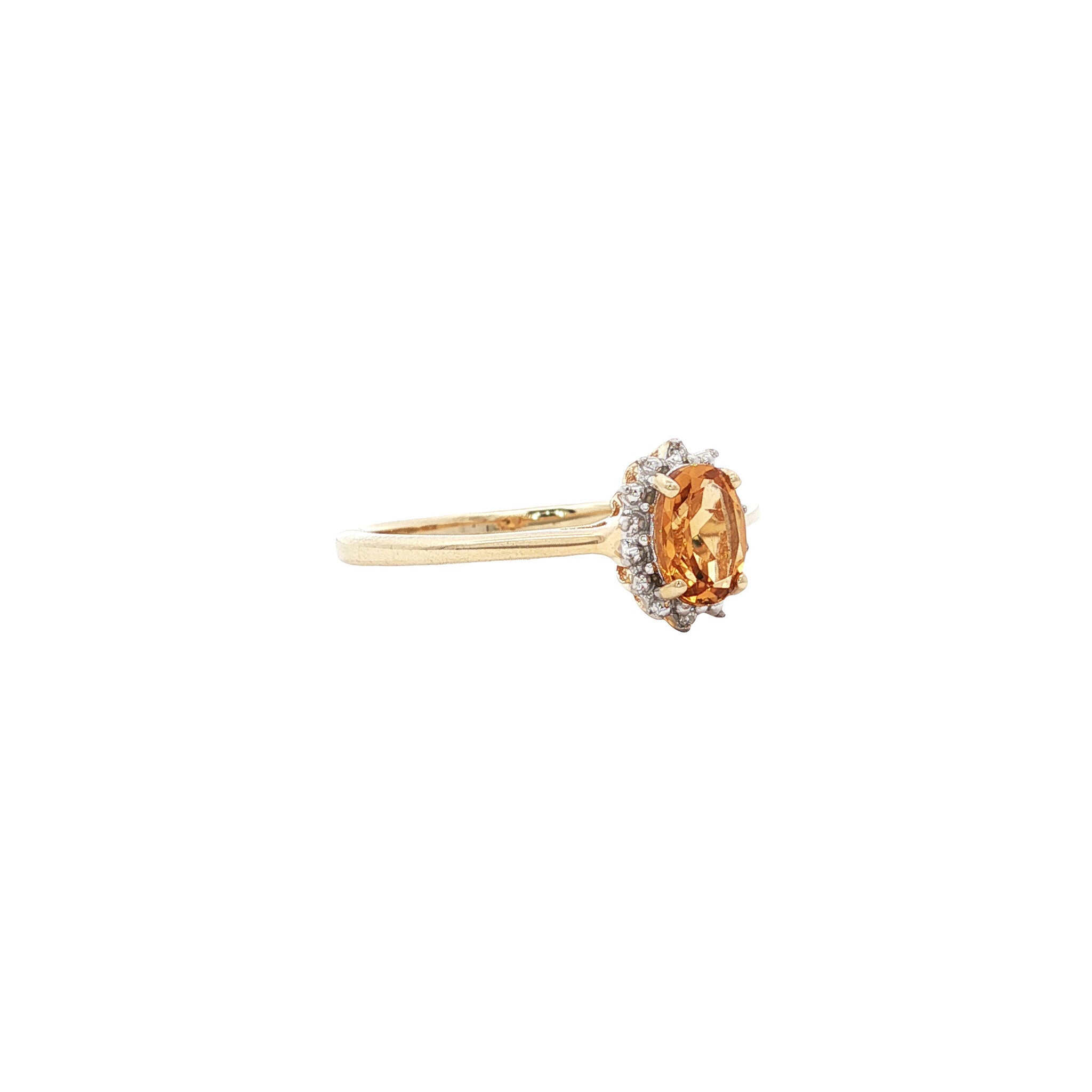 Ring met citrien en diamant 9 kt