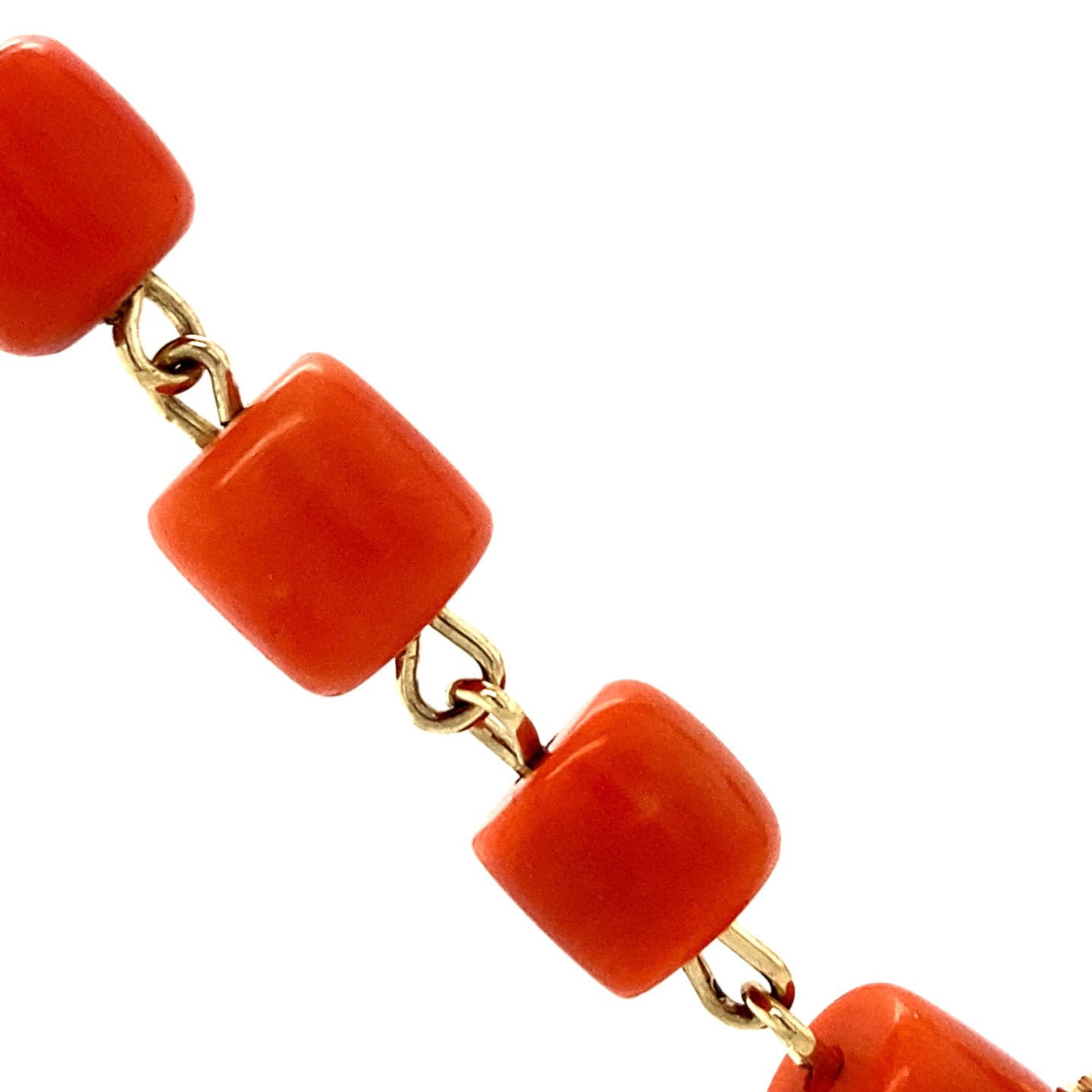 Blood coral necklace with gold decorative clasp, 45 cm