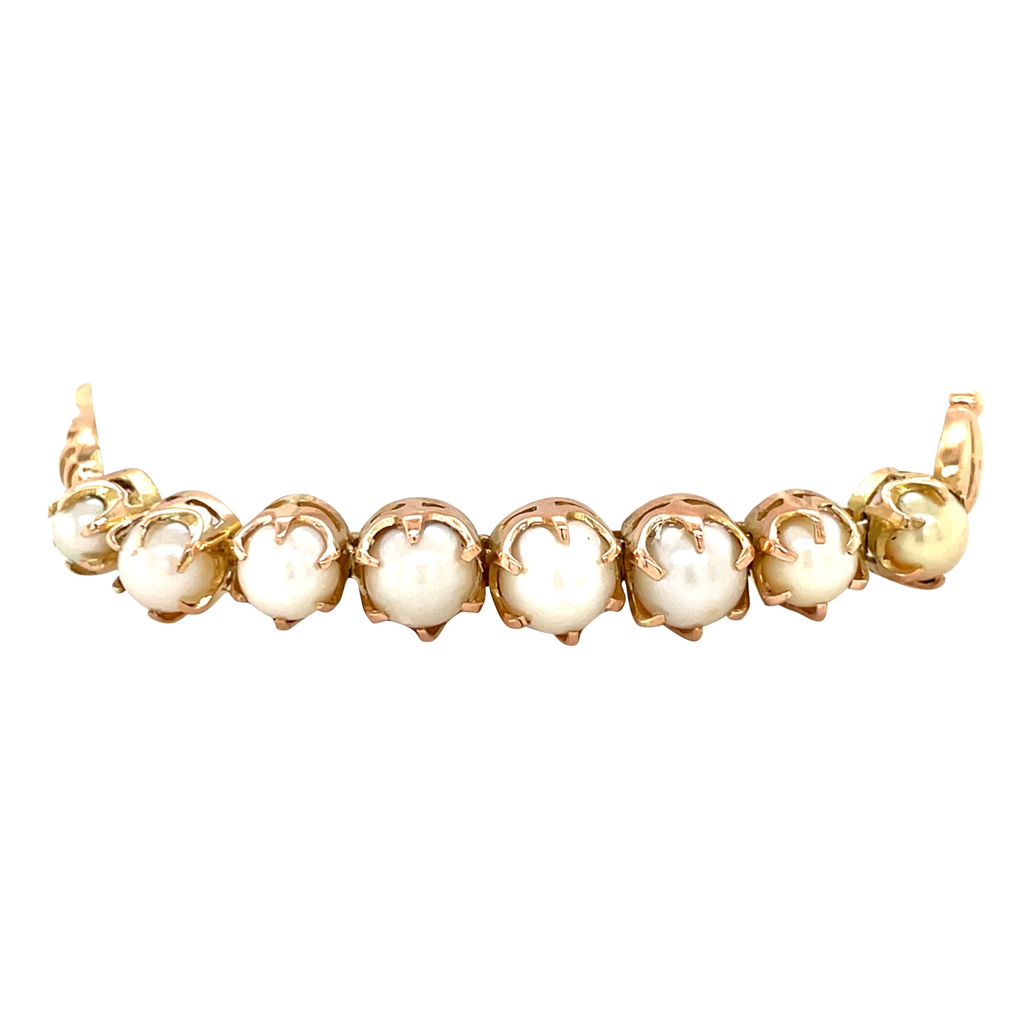 Roségouden vintage armband met parel 14 krt