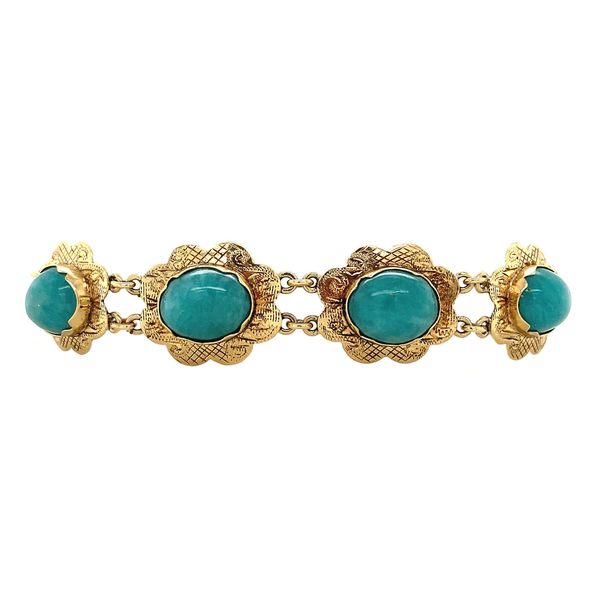 Gold bracelet with amazonite 17.5 cm 14 krt