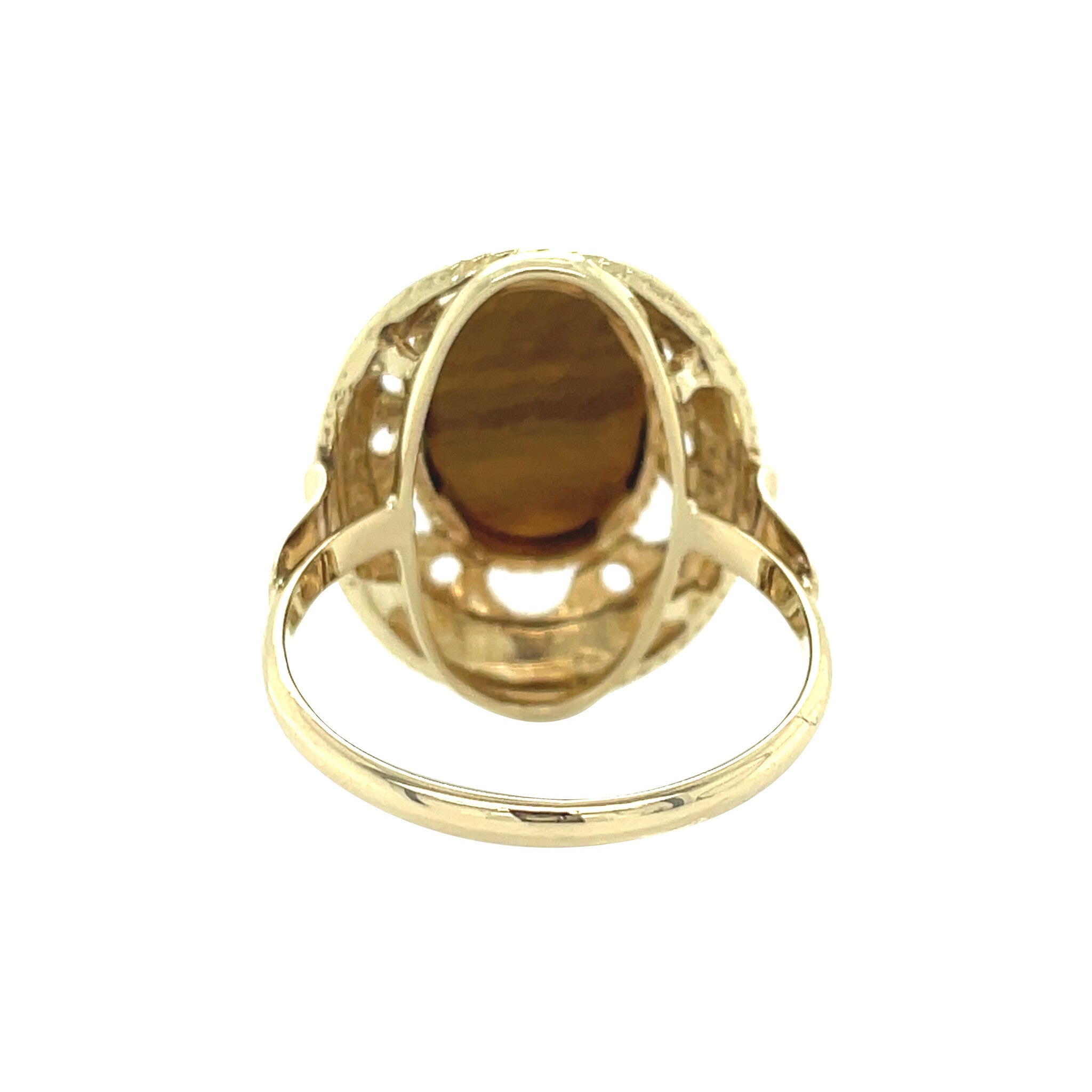 Gold vintage ring with tiger's eye 14 kt