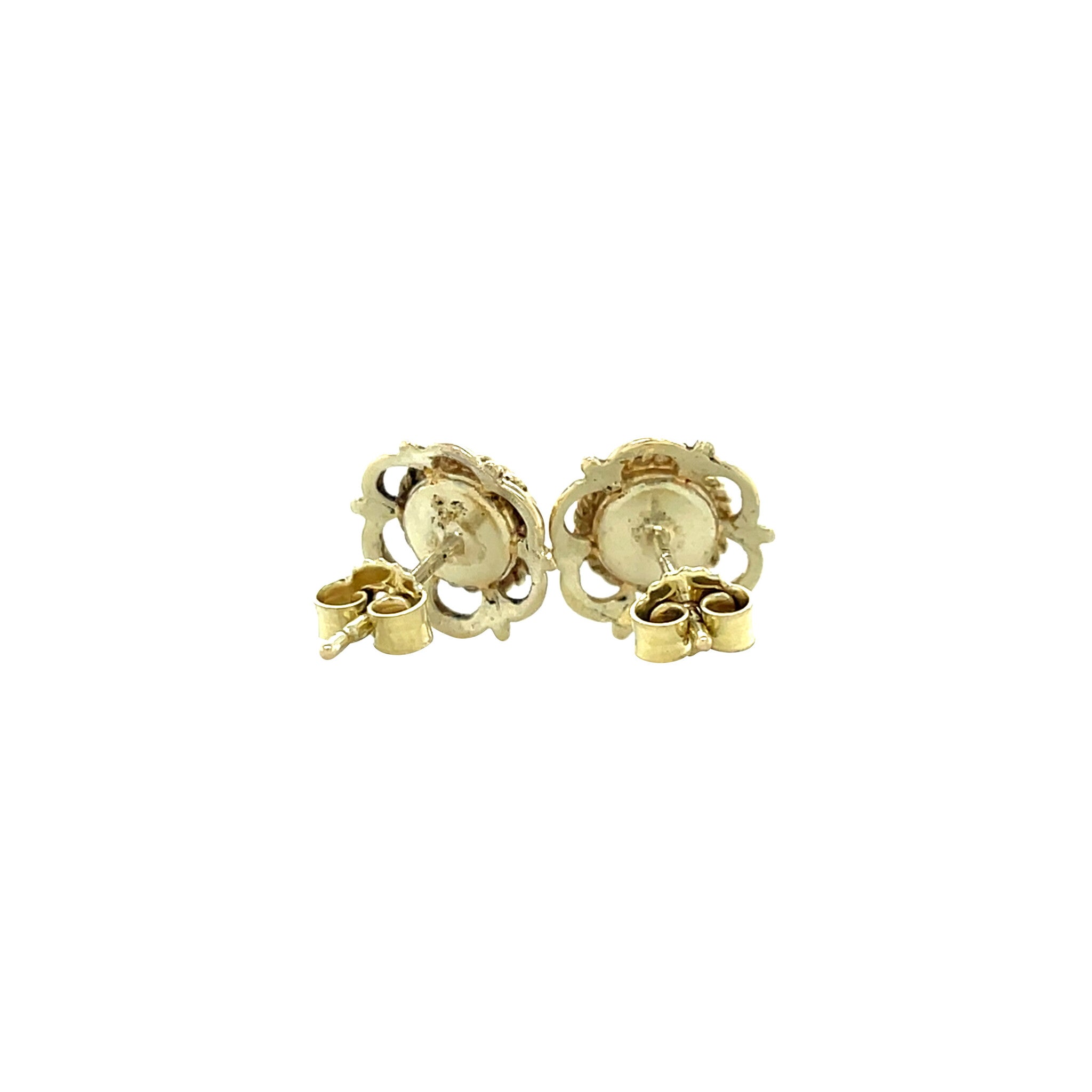 Gouden vintage oorstekers met bloedkoraal 14 krt