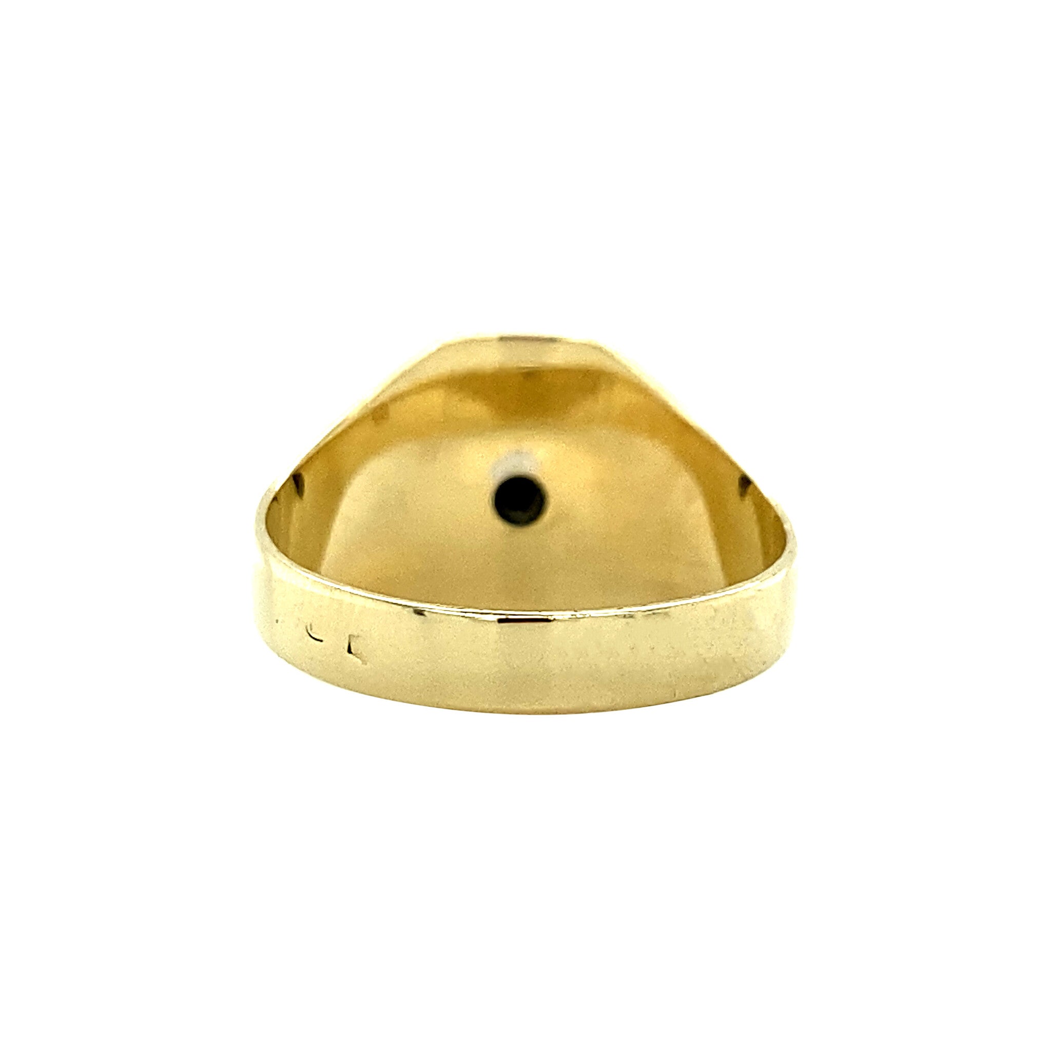 Gold ring with onyx and zirconia 14 kt