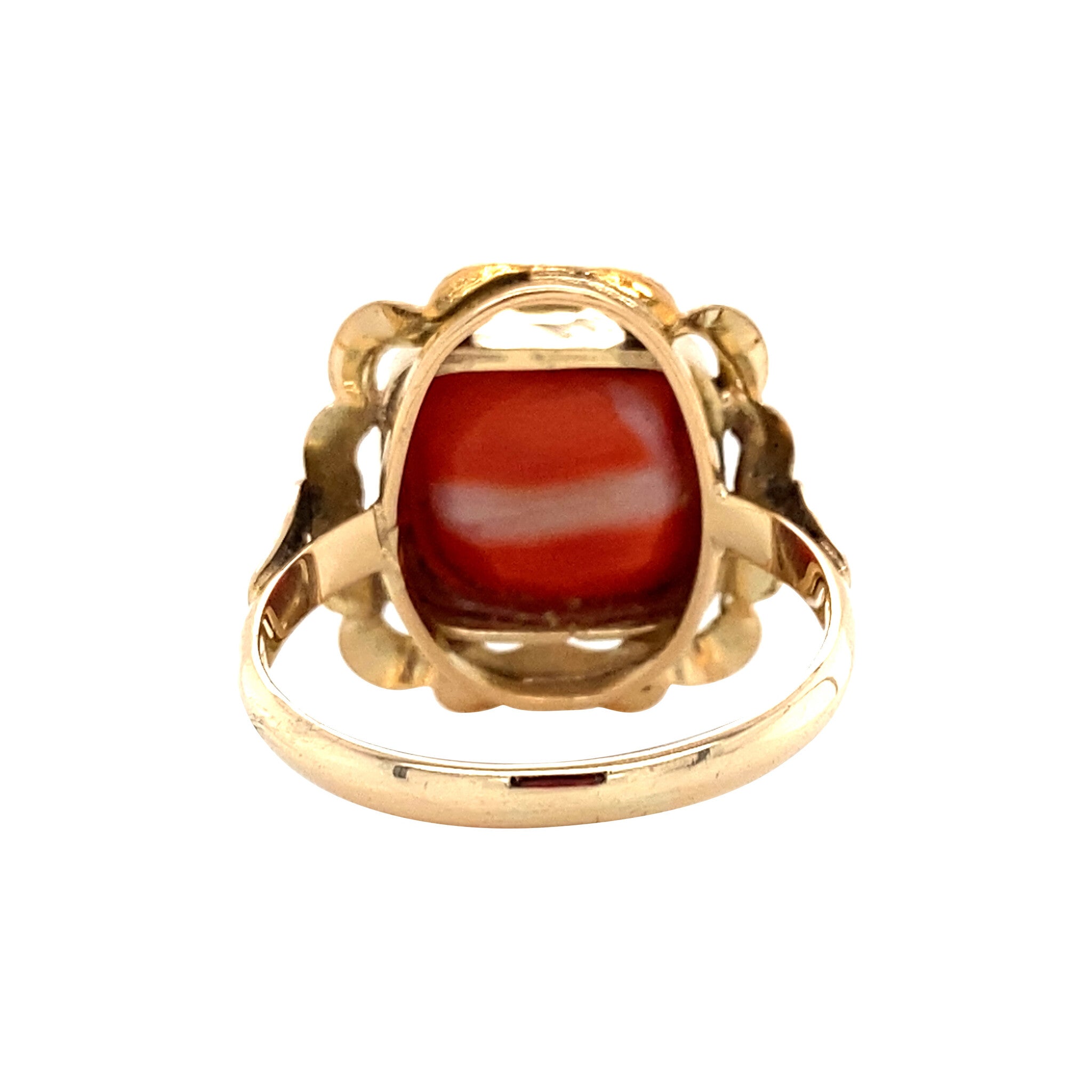 Gouden vintage ring met bloedkoraal 14 krt