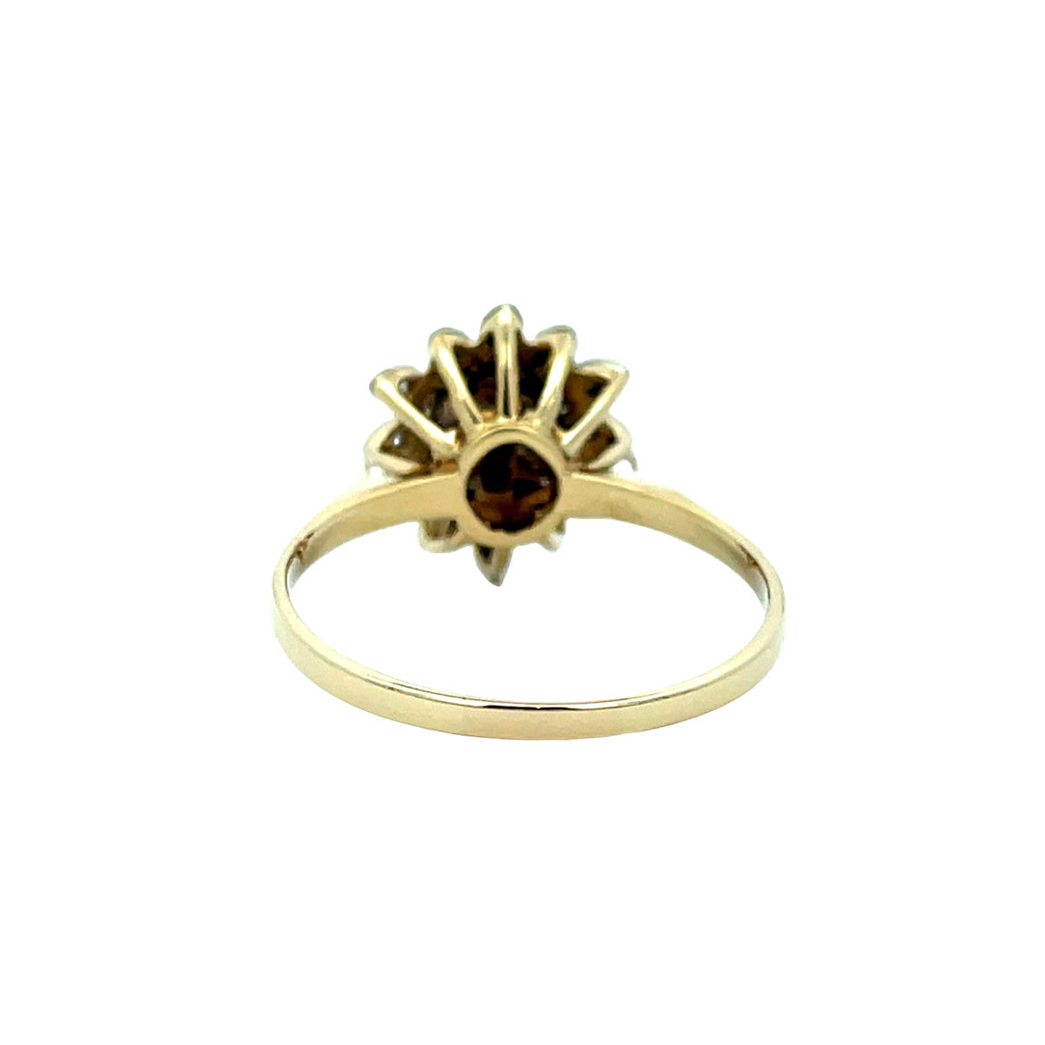 Gouden vintage entourage ring met diamant 14 kt