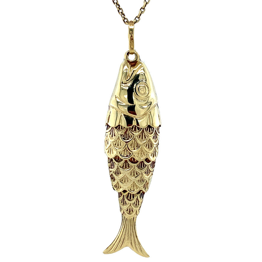 Gold fish pendant 14 krt
