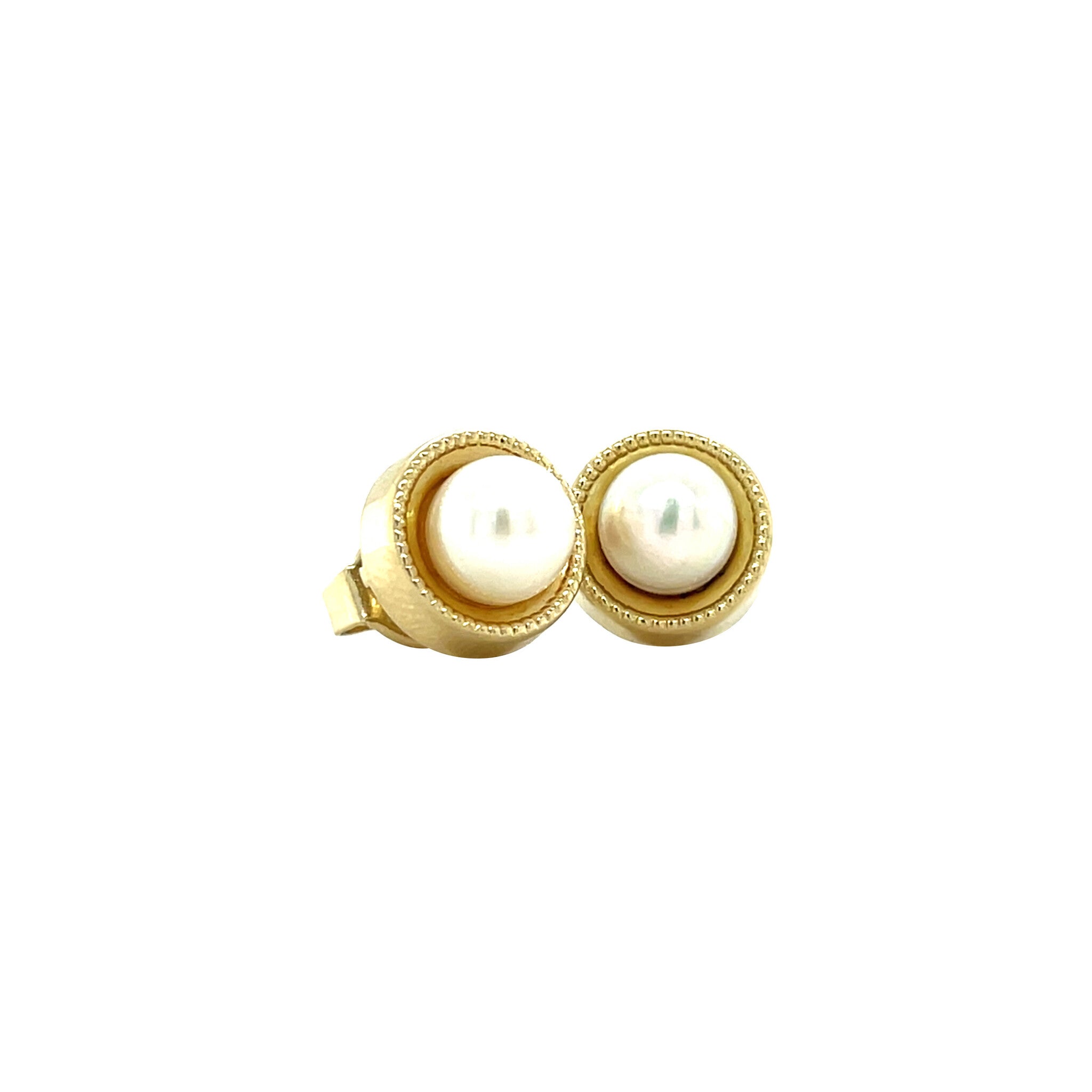 Vintage 14 kt gold stud earrings with pearl