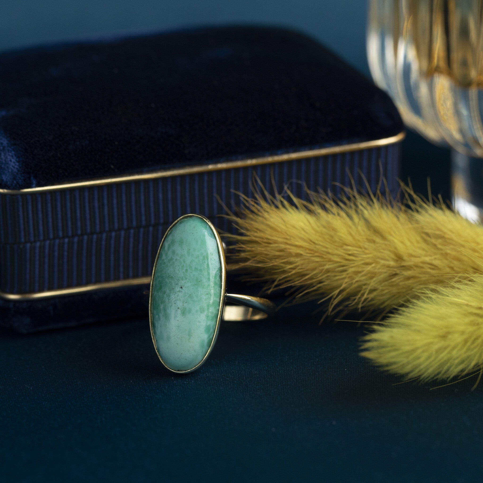 Gouden ring met amazoniet 14 krt