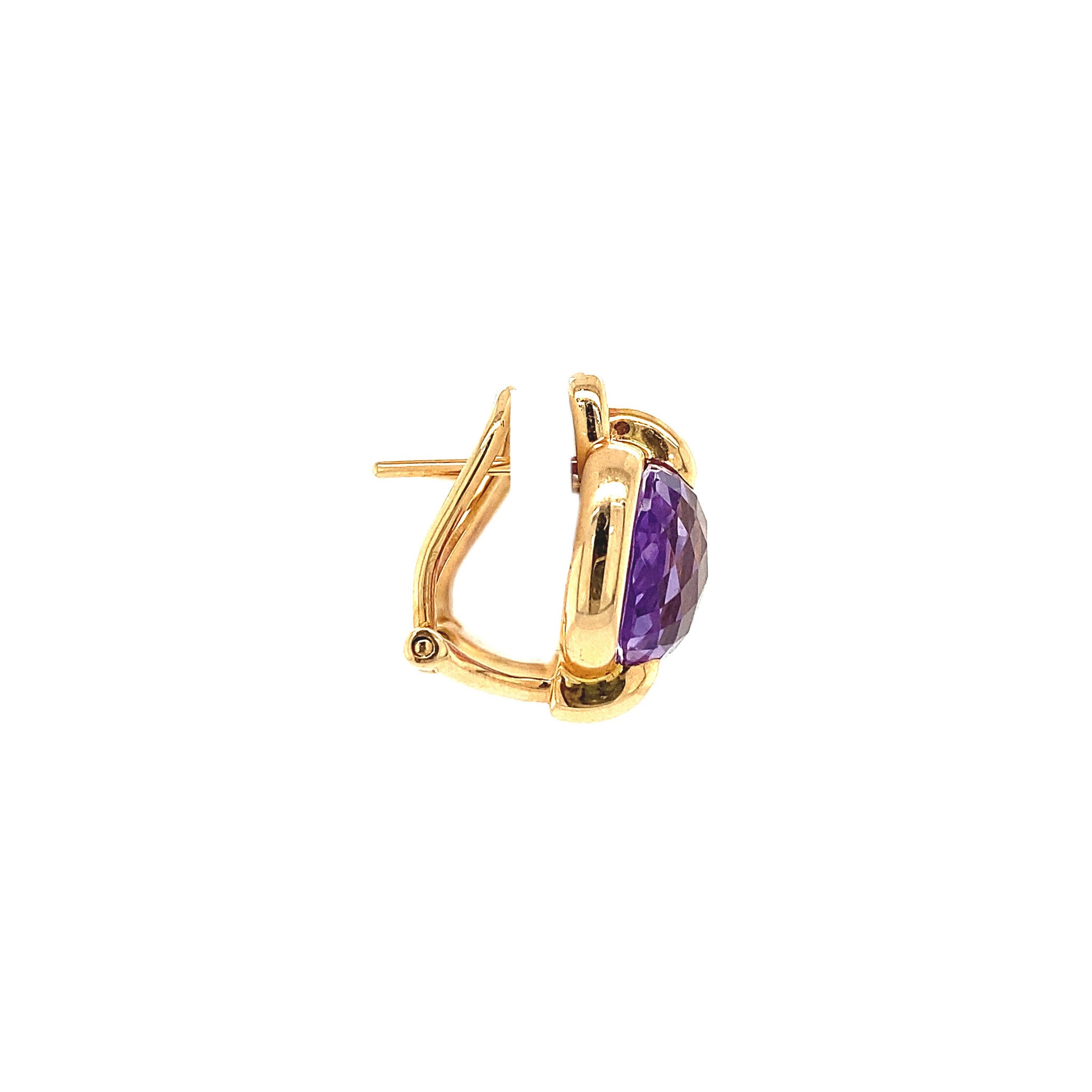 18 kt gold ear clips with amethyst