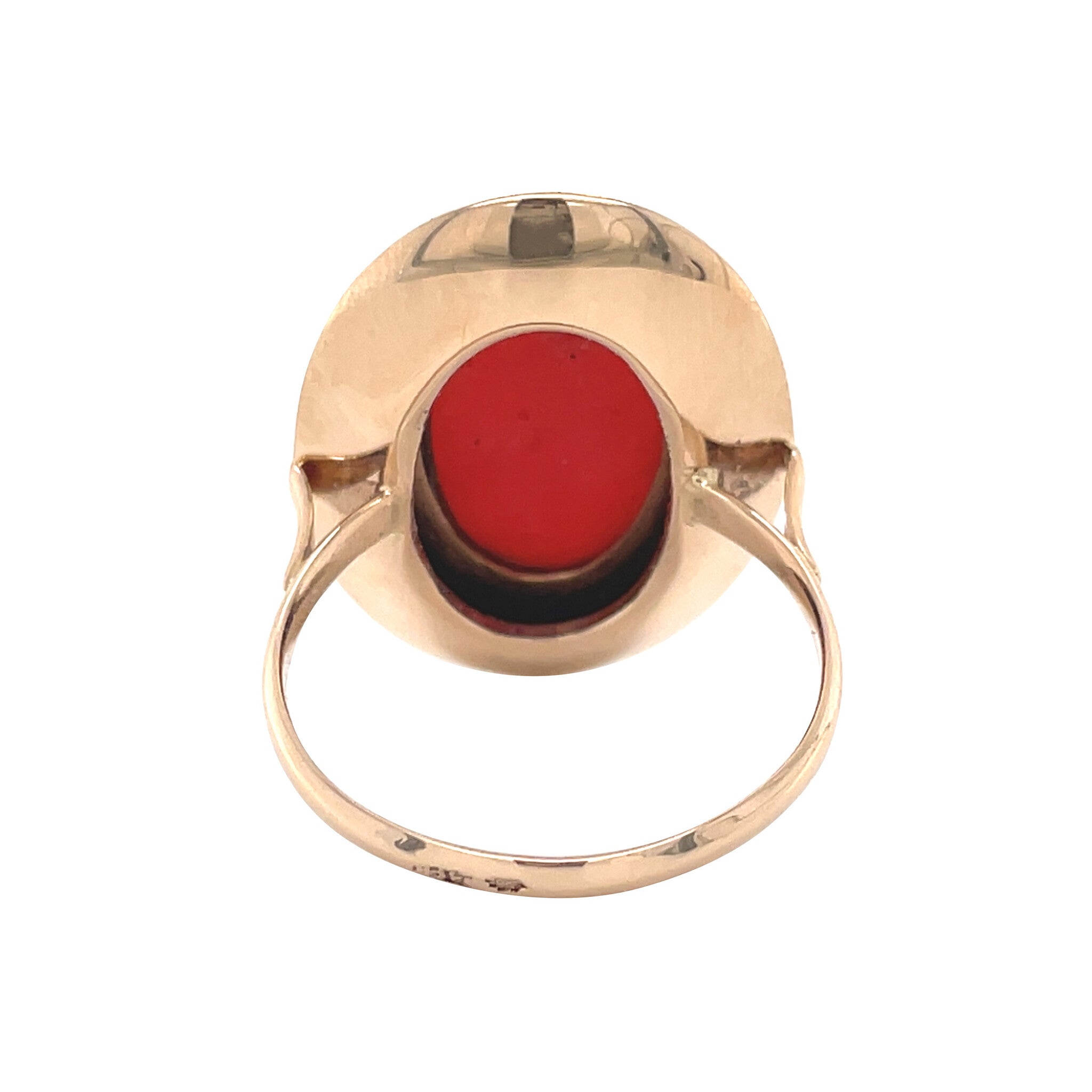Gouden vintage ring met bloedkoraal 14 kt