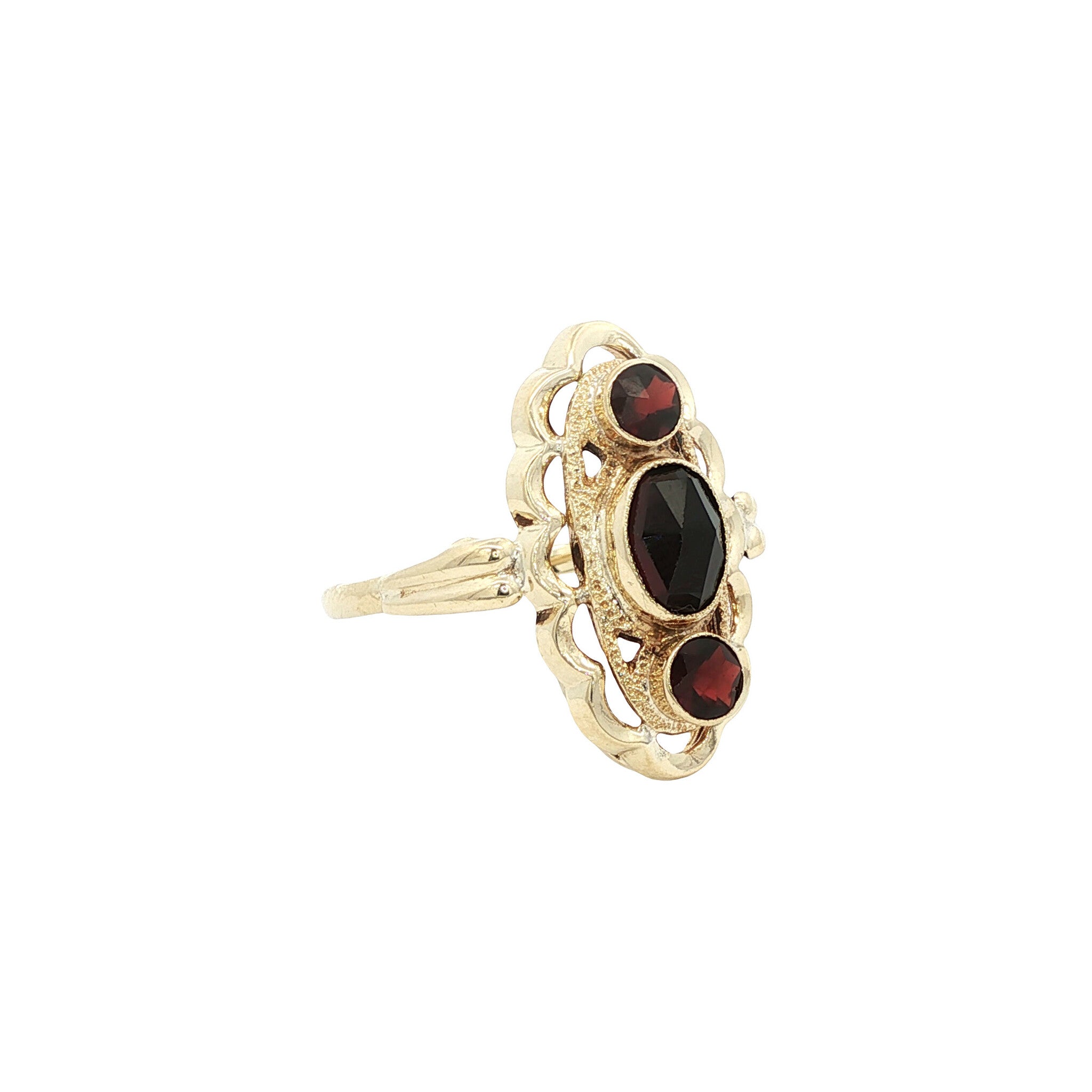 Gouden ring met granaat 14 kt