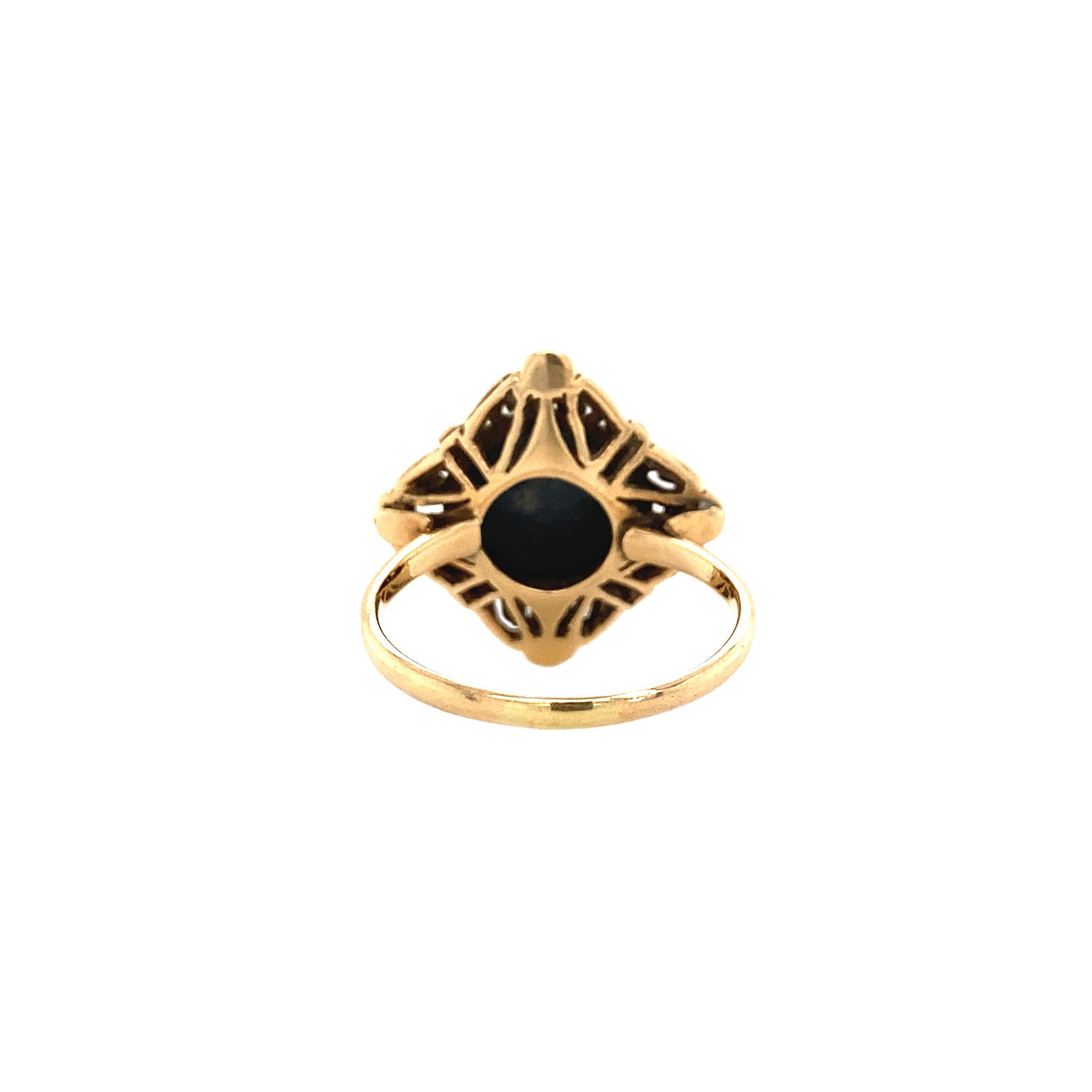 Gouden ring met hematiet 14 krt