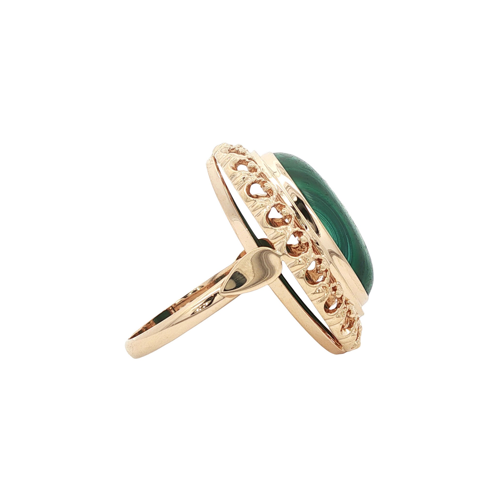 Gouden vintage ring met malachiet 14 kt