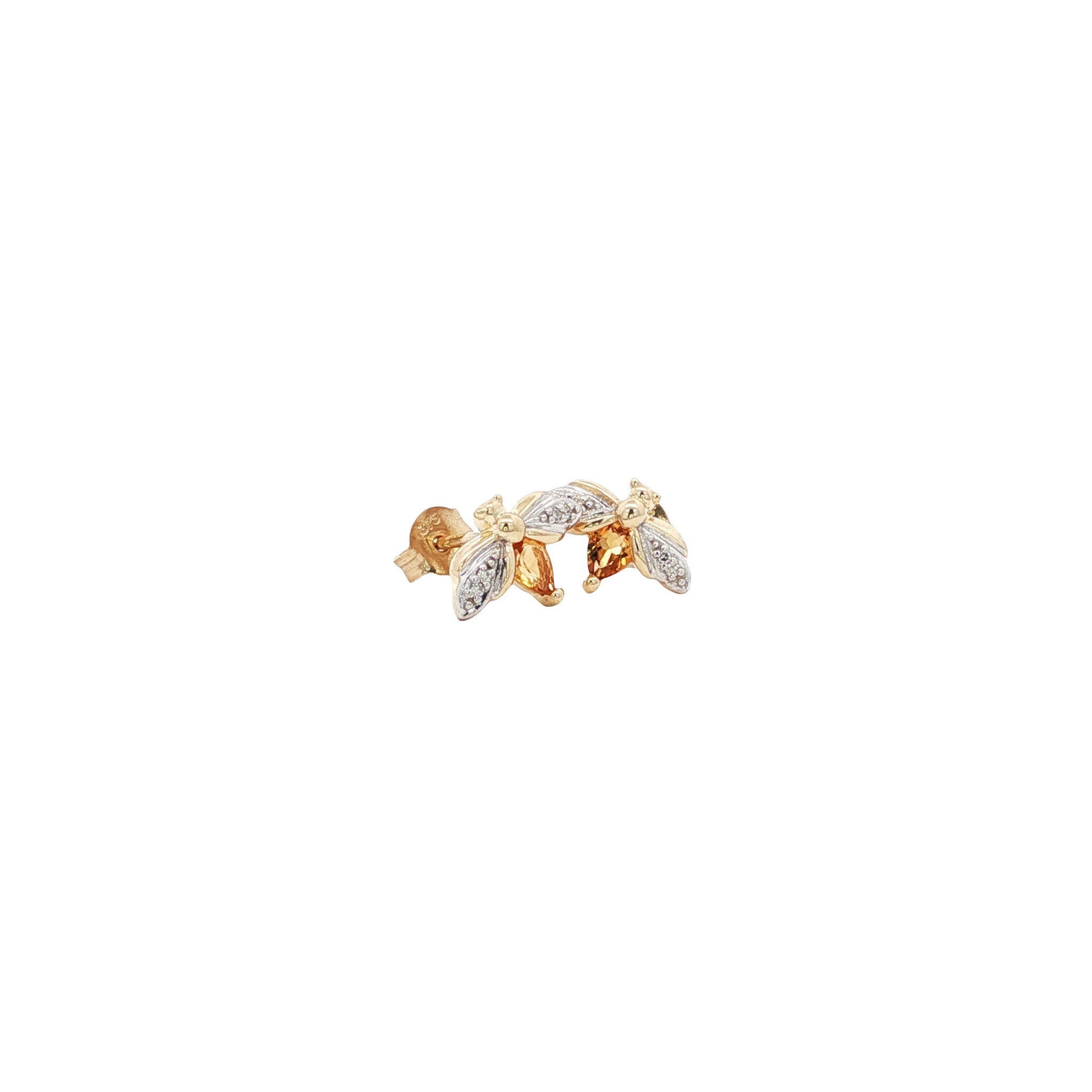 Earrings with citrine and diamond 9 kt