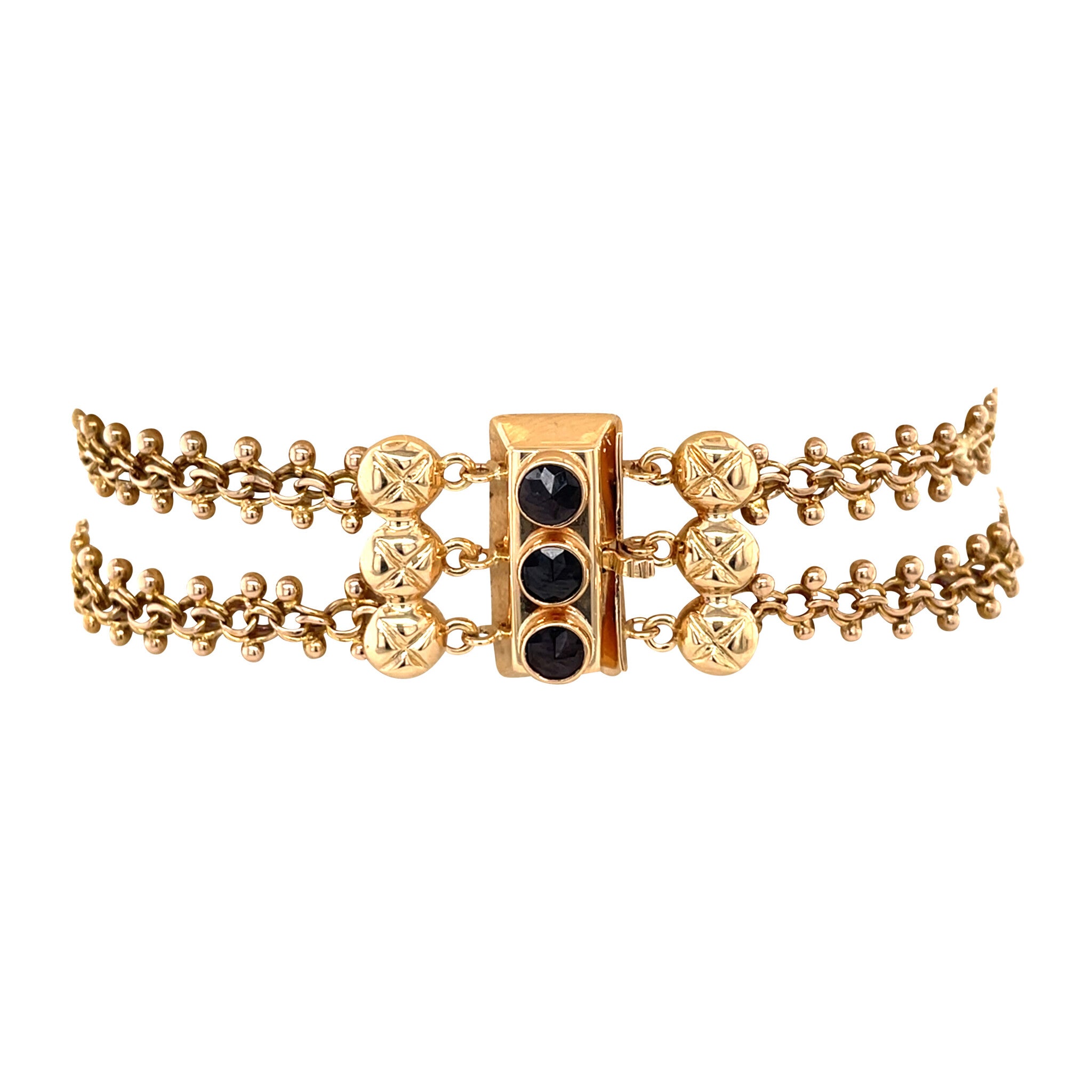 Vintage 14 kt gold bracelet with garnet