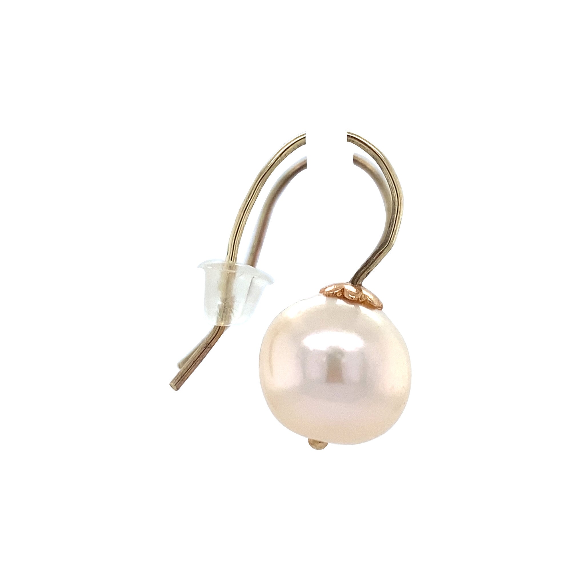 Vintage gouden oorhangers met roze parel 14 krt
