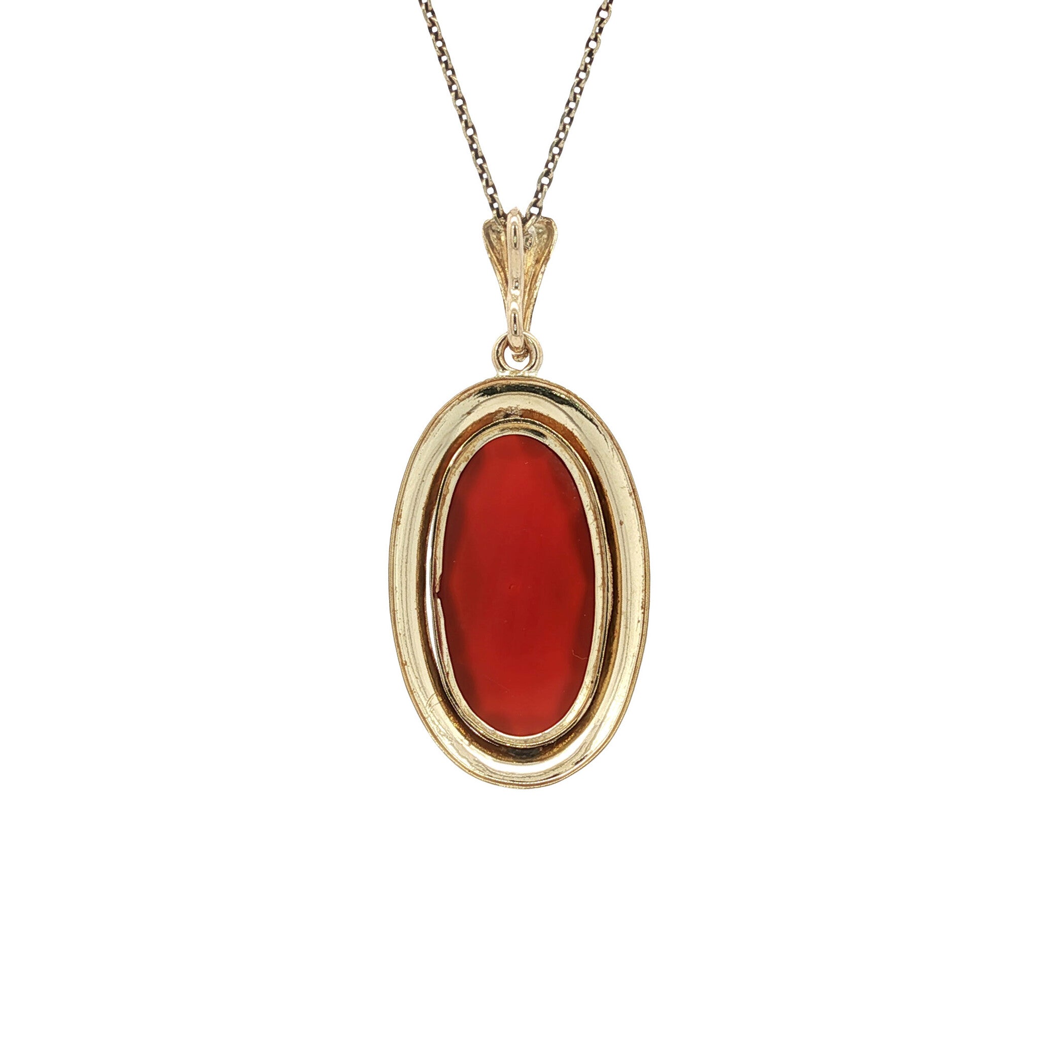 Gold vintage pendant with carnelian 14 kt