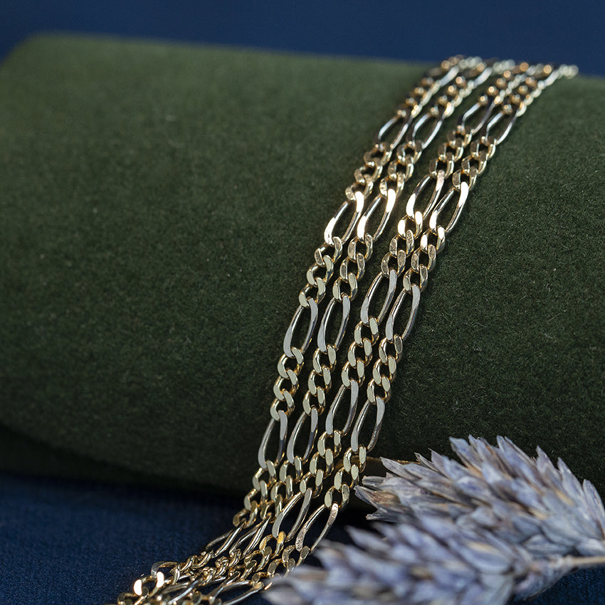 Bicolour gouden vintage figaro collier 14 kt