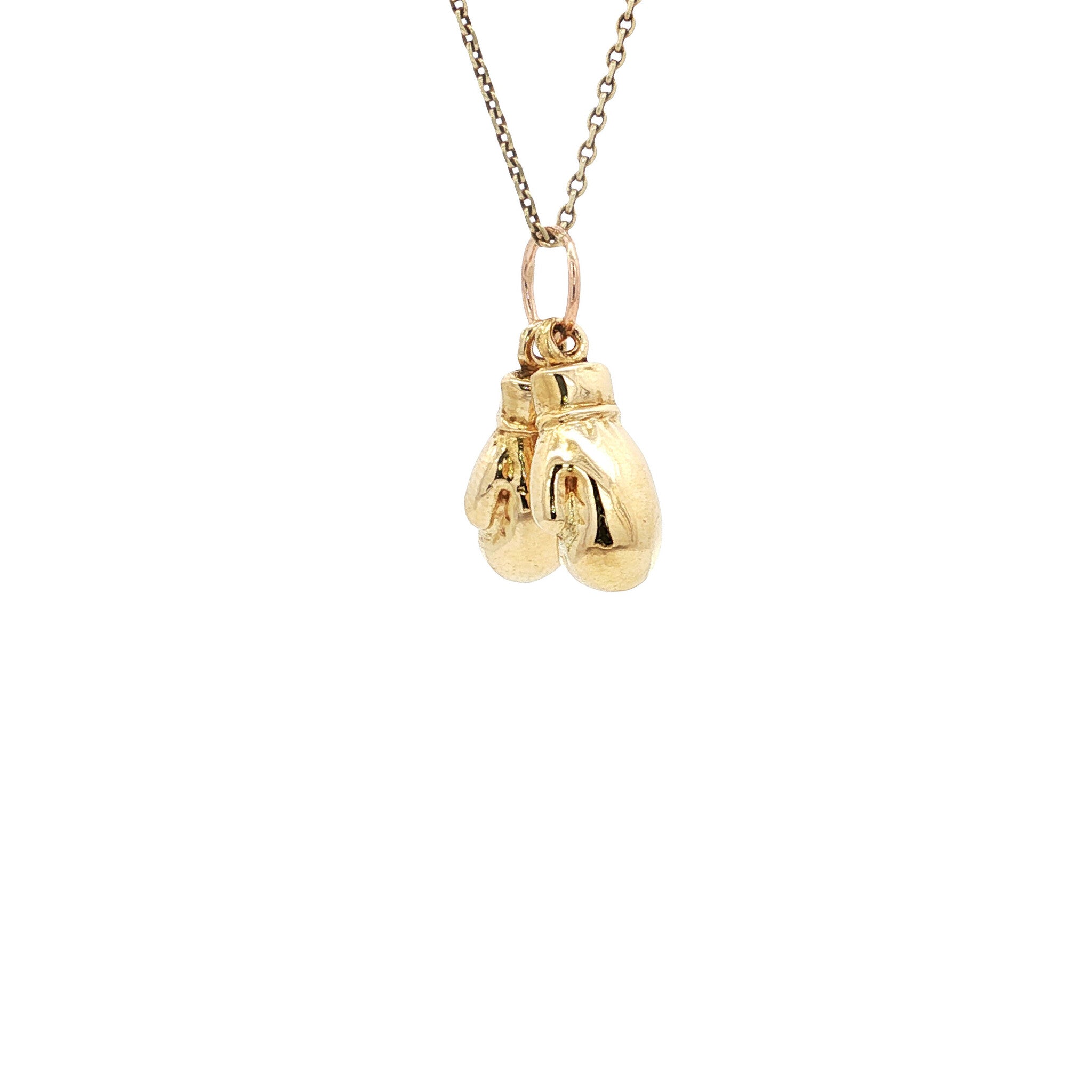Gold vintage boxing gloves pendant 14 kt