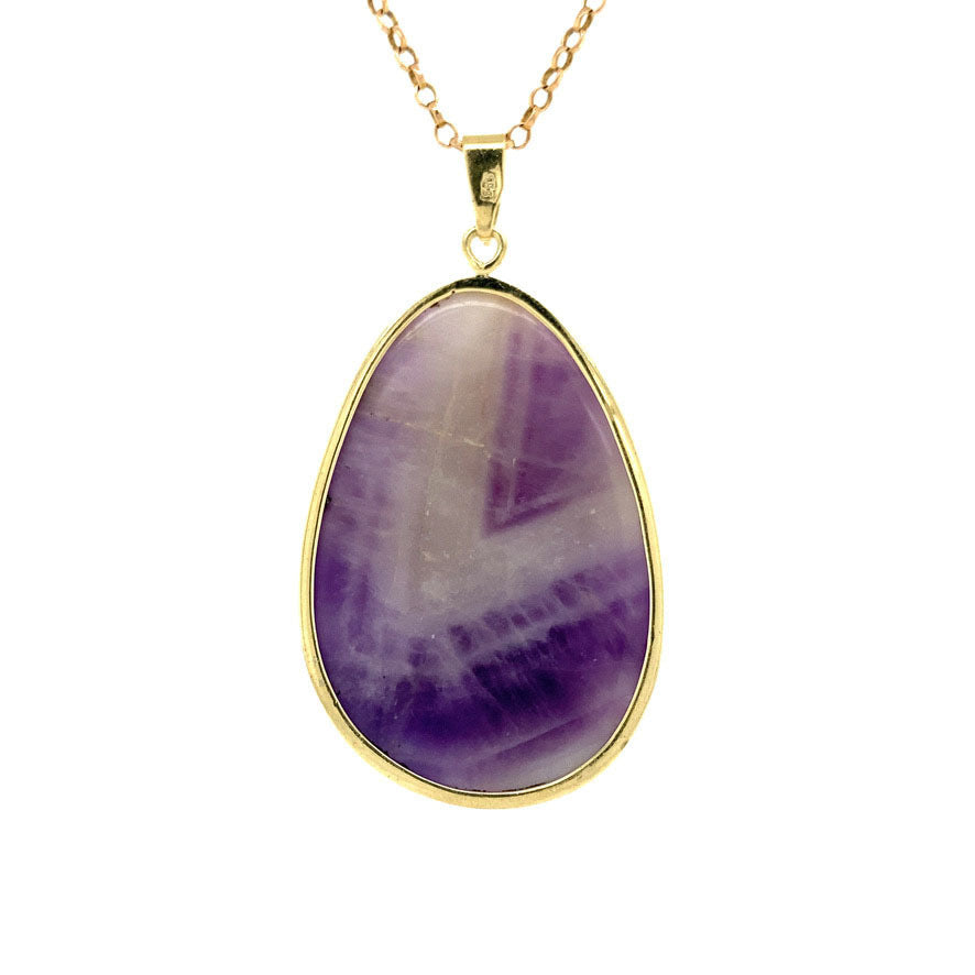 Gouden hanger met amethist kwarts 14 krt