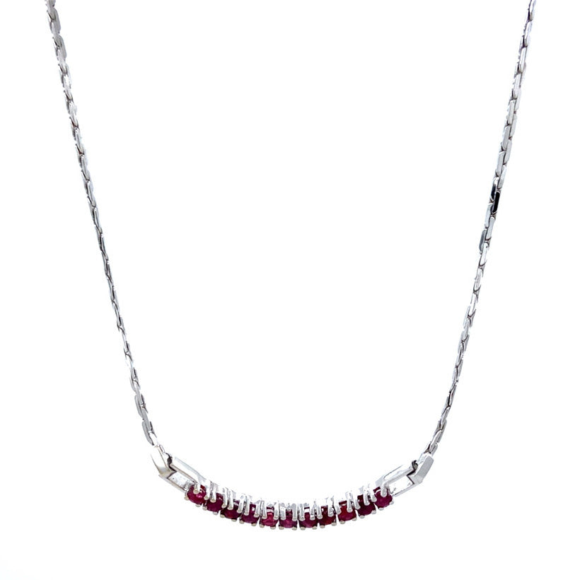 Witgouden vintage collier met robijn 14 krt