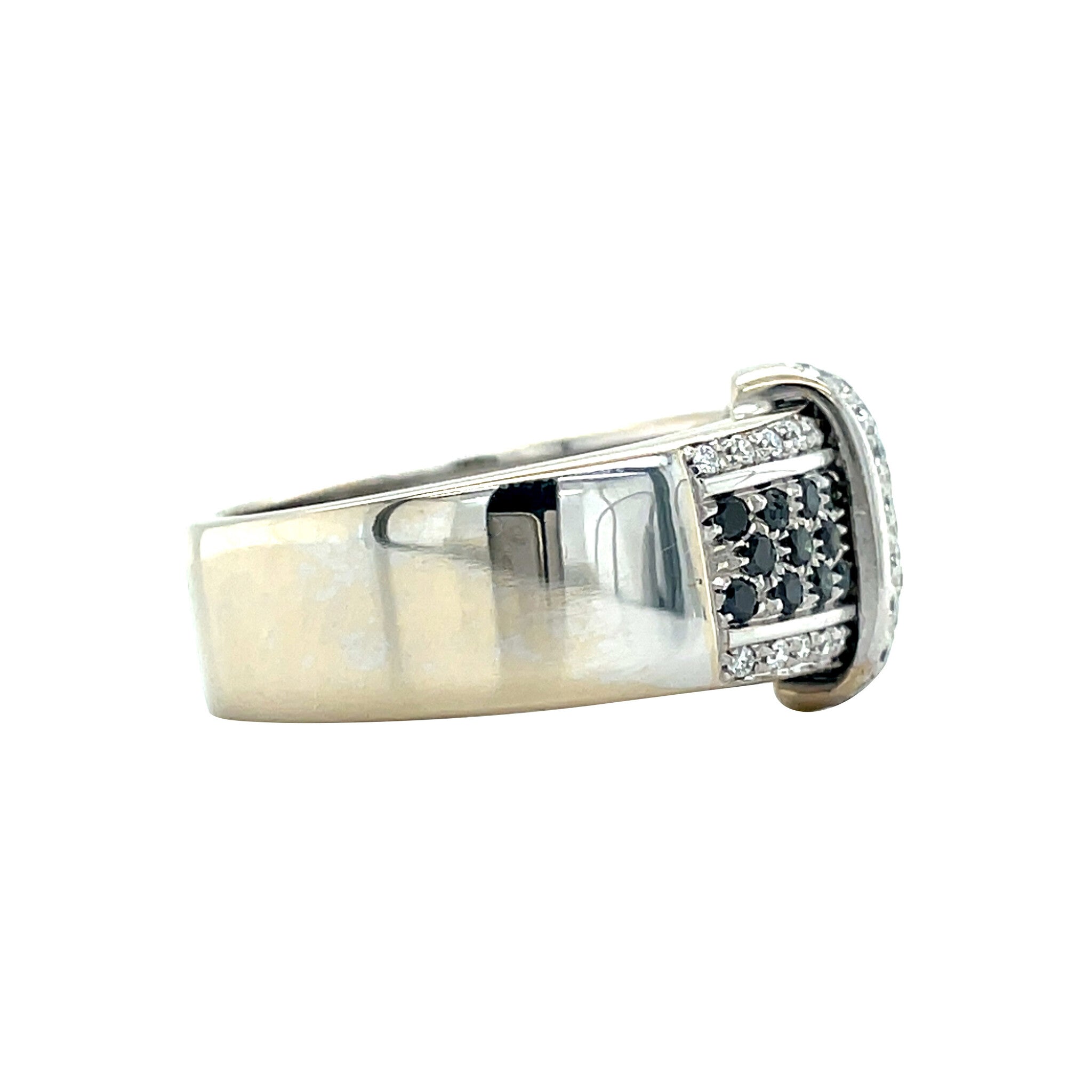 White gold vintage buckle ring with diamond 18 kt