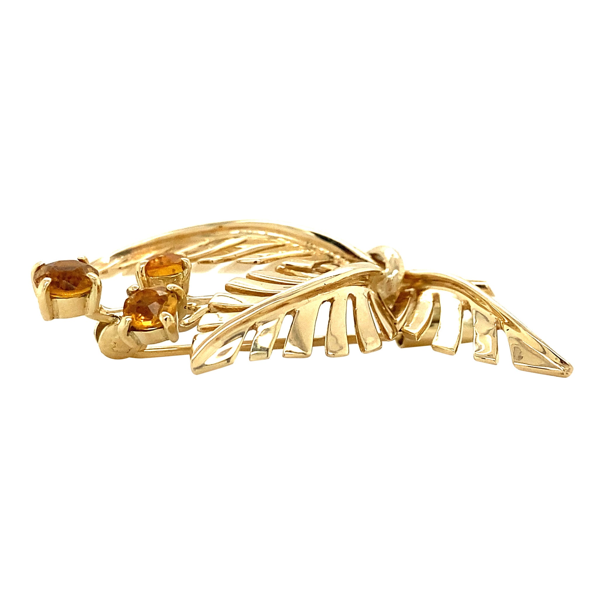 Gouden broche met citrien 14 krt