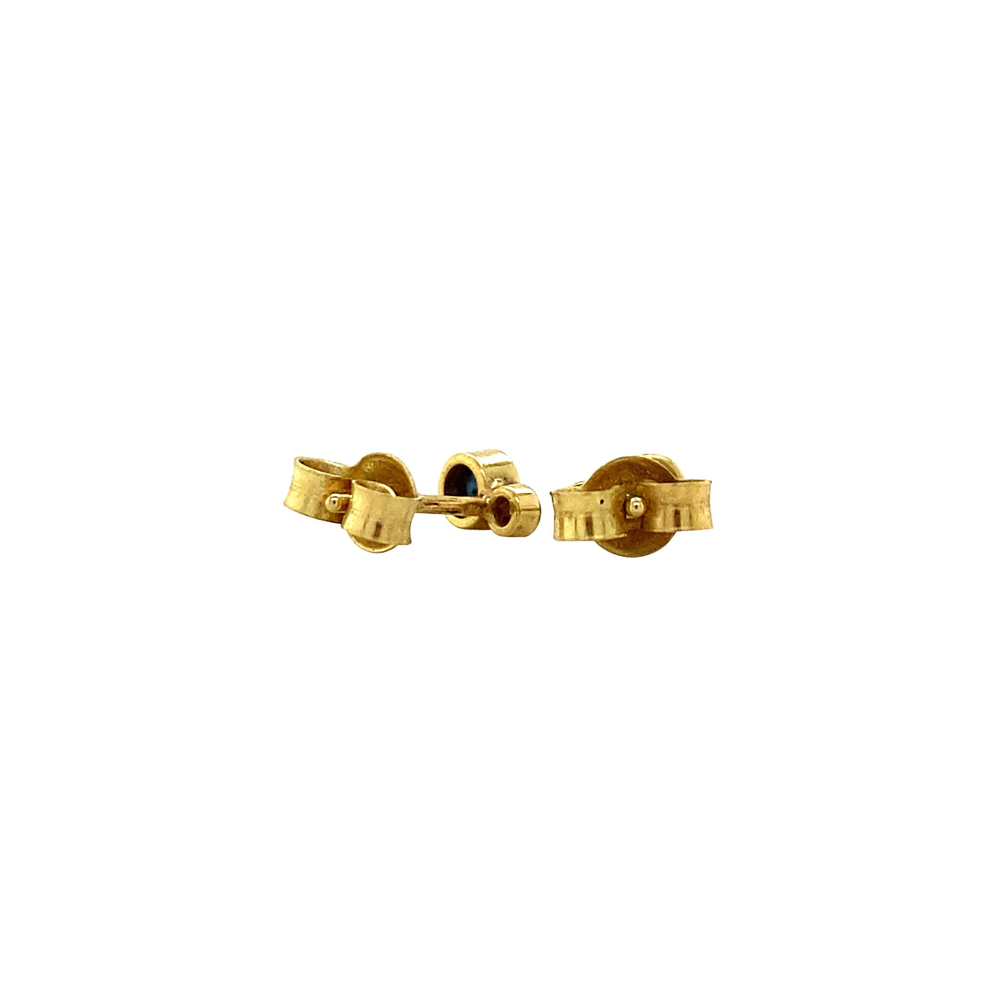 14 kt gold stud earrings with diamond and sapphire