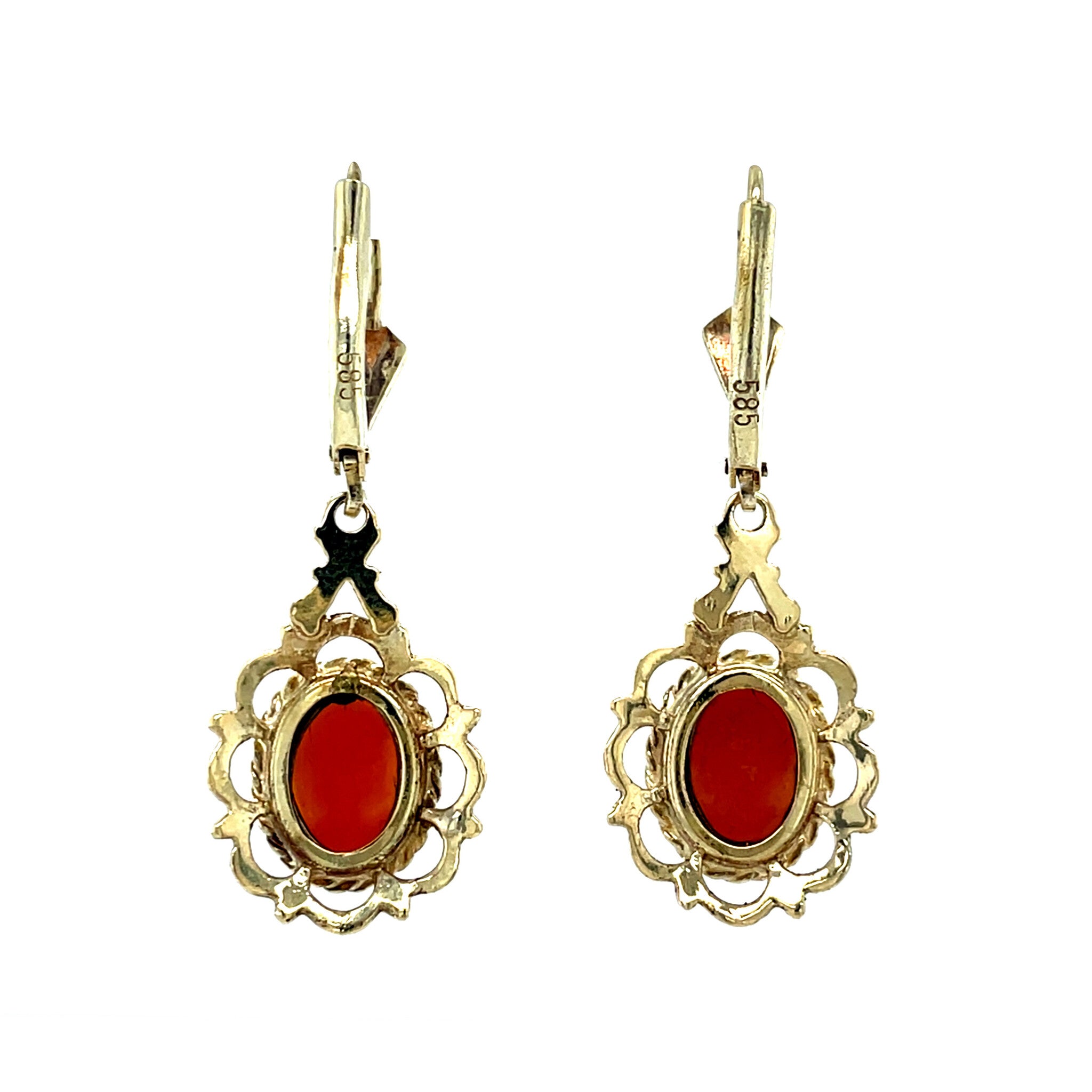 14 kt gold dangle earrings with cameo