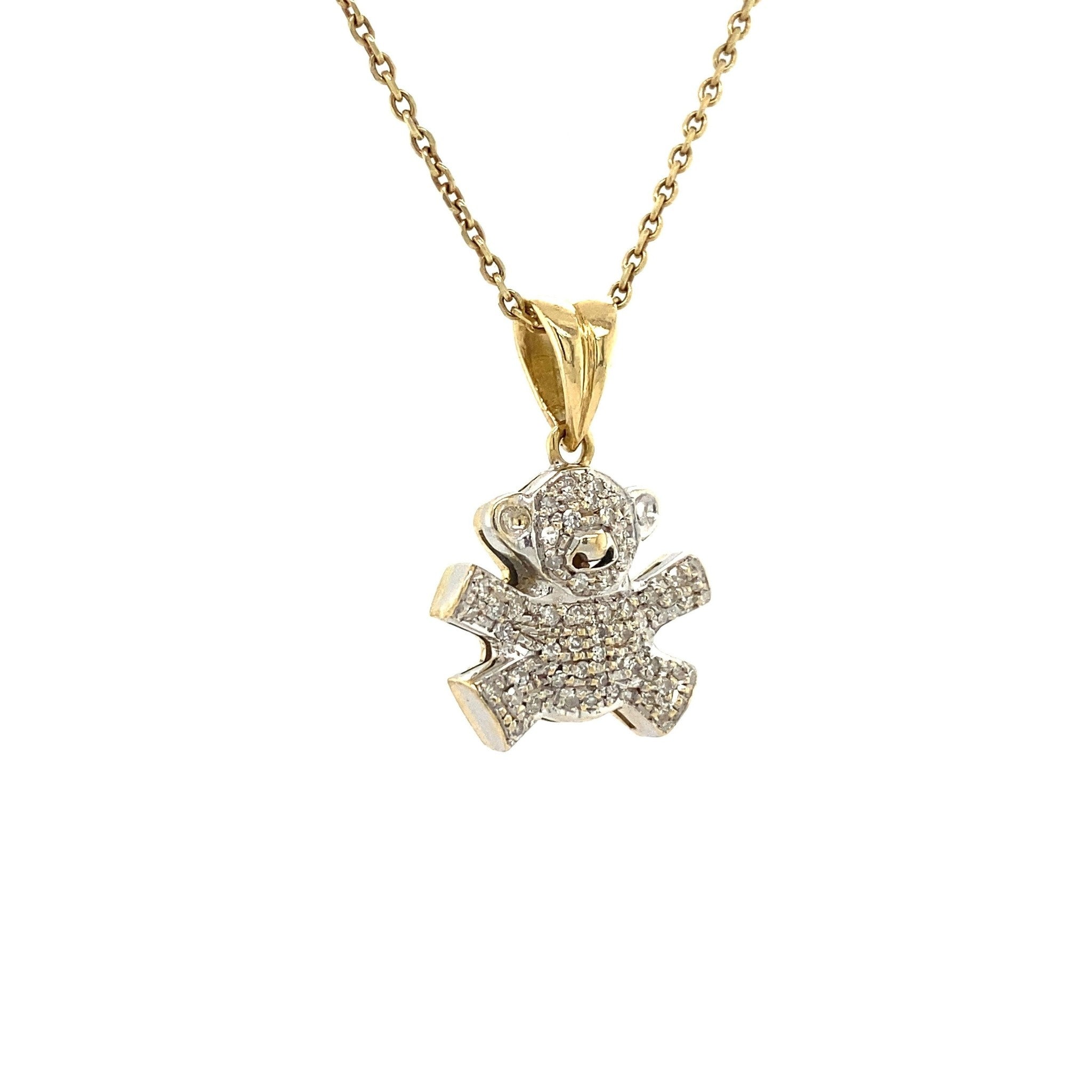 Gouden berenhanger met diamant 18 krt