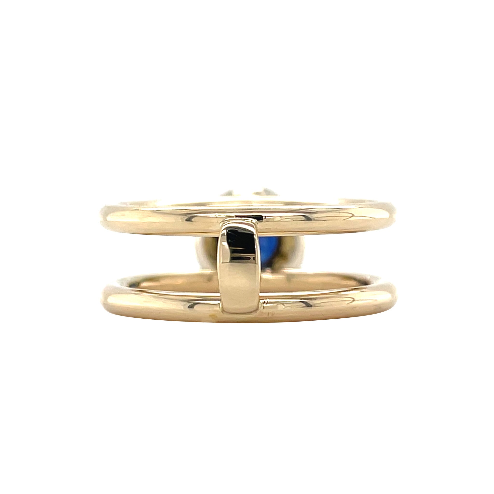 Golden vintage ring with sapphire and diamond 14 kt
