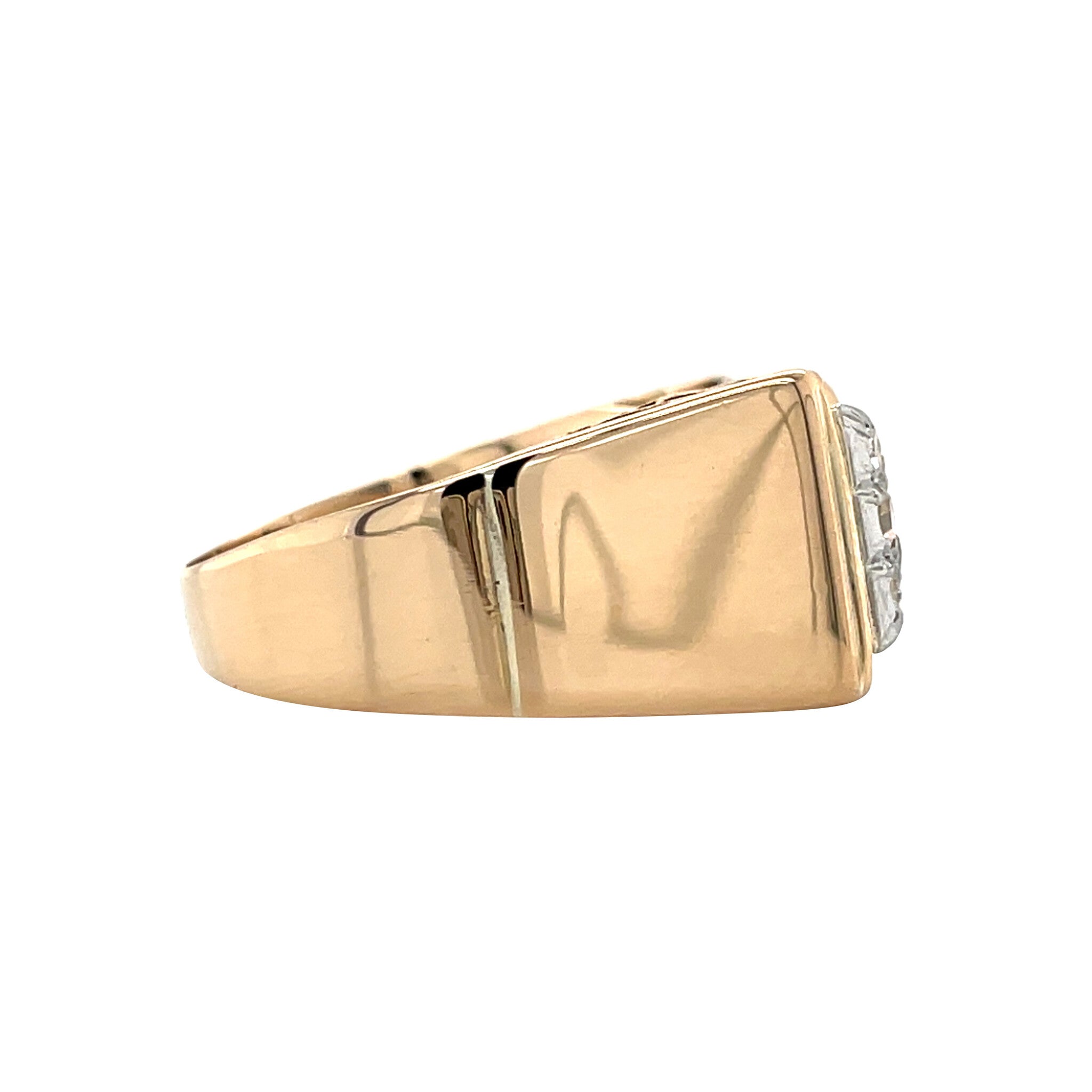 Golden vintage bow ring with diamond 14 kt/950