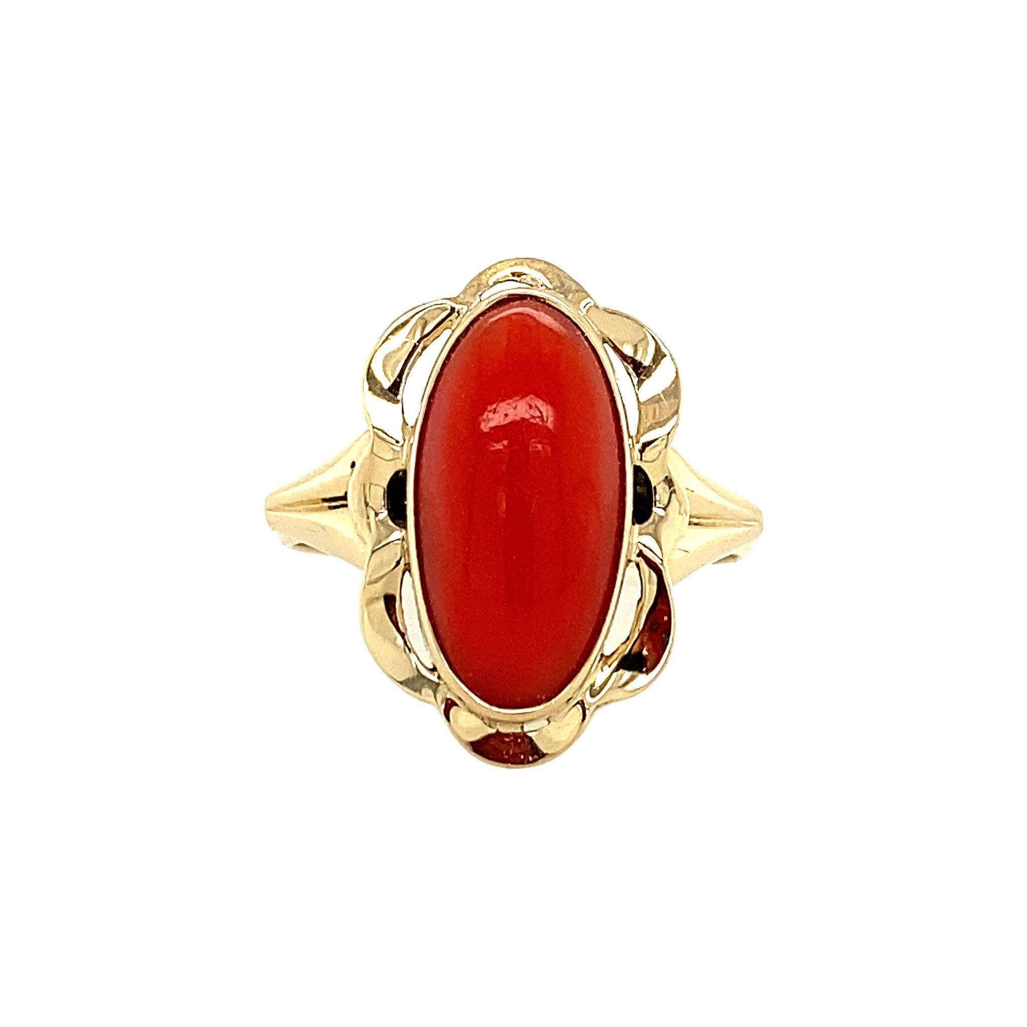 Gold ring with blood coral 14 krt