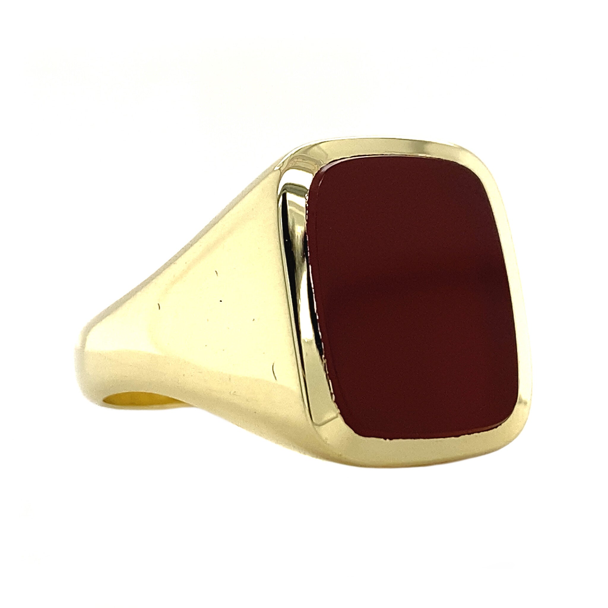 Gouden zegelring met lagensteen carneool 14 krt