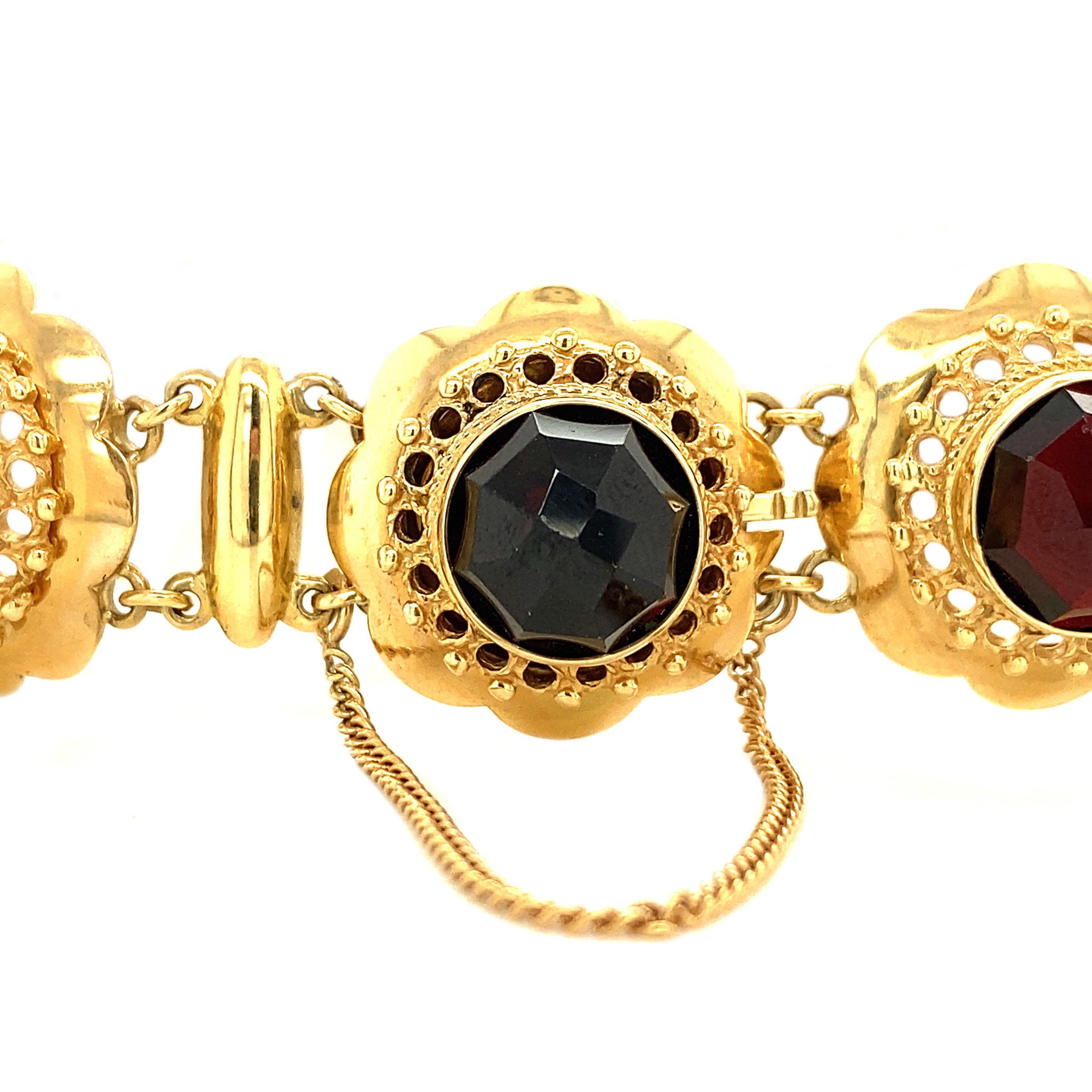 Vintage gold vintage booties bracelet with garnet 14 kt