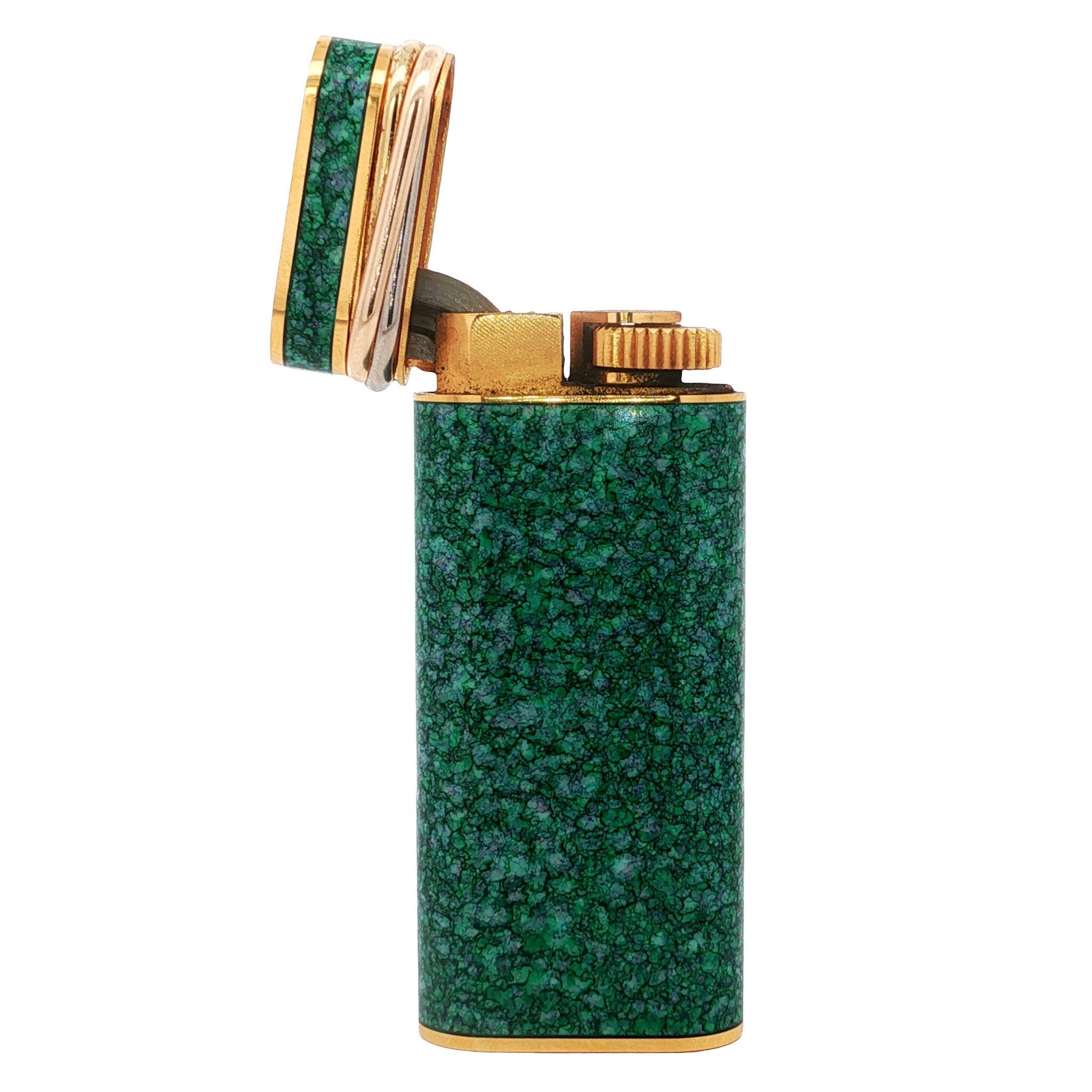 Vintage Must de Cartier green-marble lighter