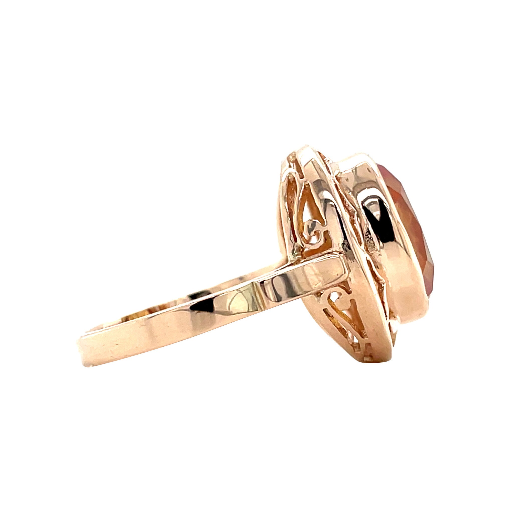 Roségouden vintage ring met saffier 14 krt