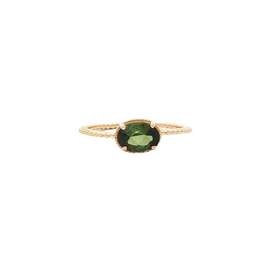Gold ring with coloured stone 14 kt
