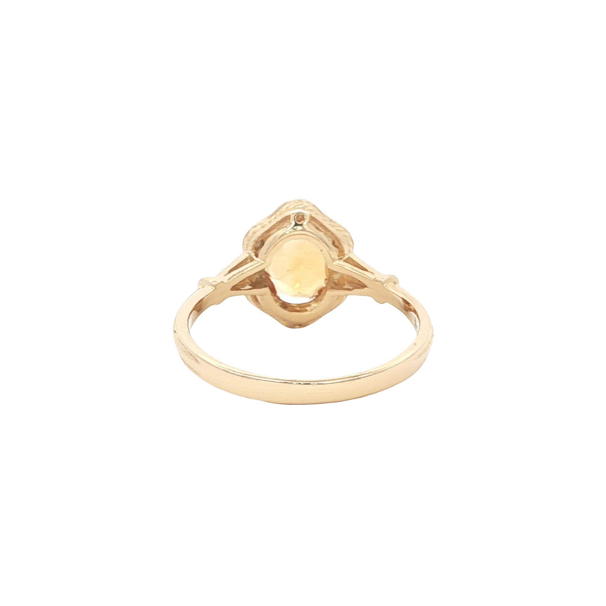 Gold ring with citrine and pearl, 14 kt