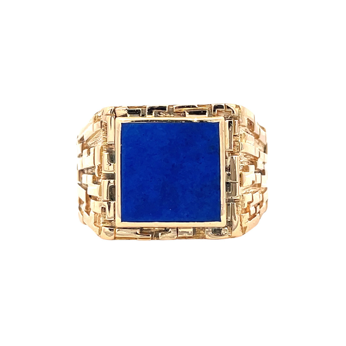 Gouden vintage zegelring met lapis lazuli 18 kt