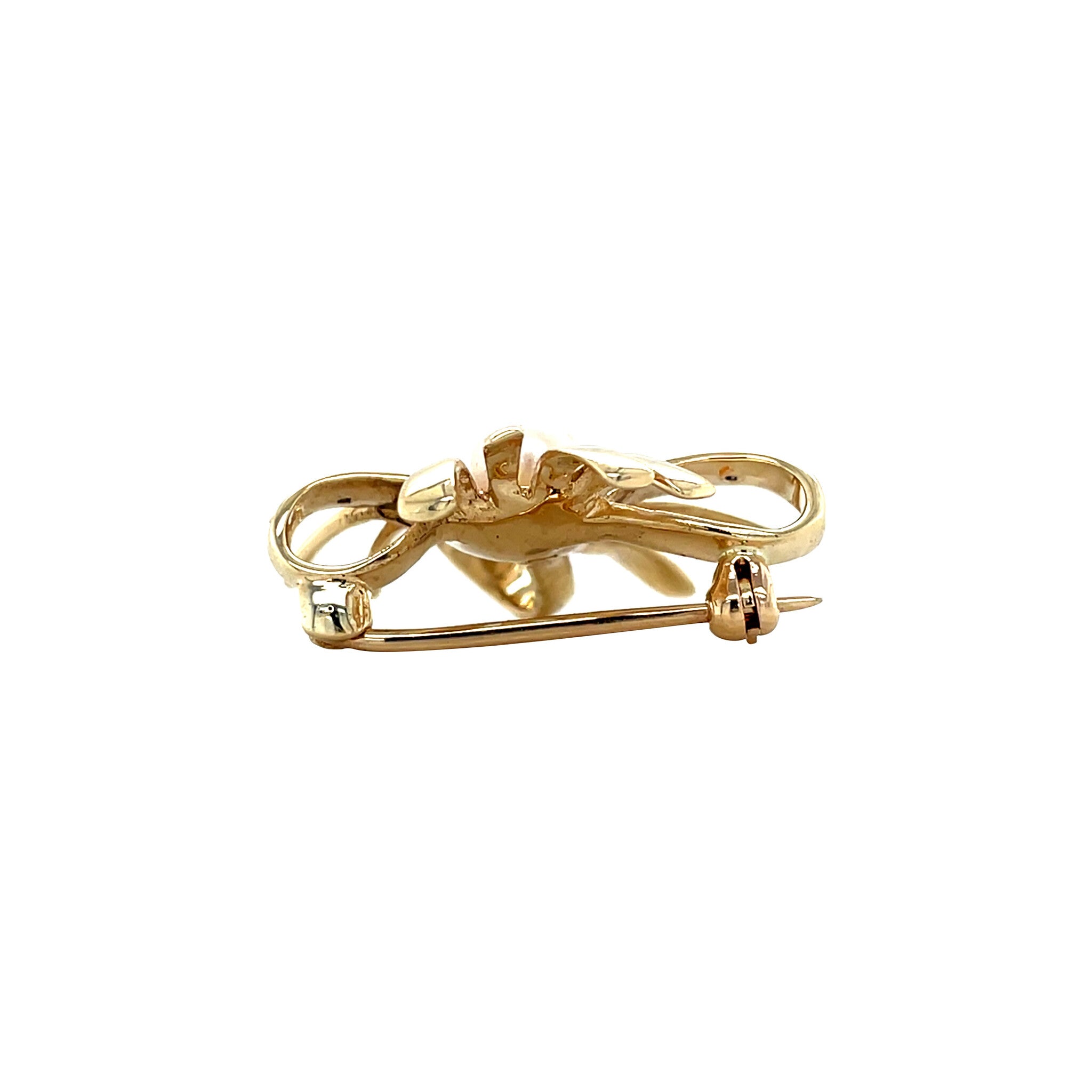 Vintage broche met parel en diamant 8 krt