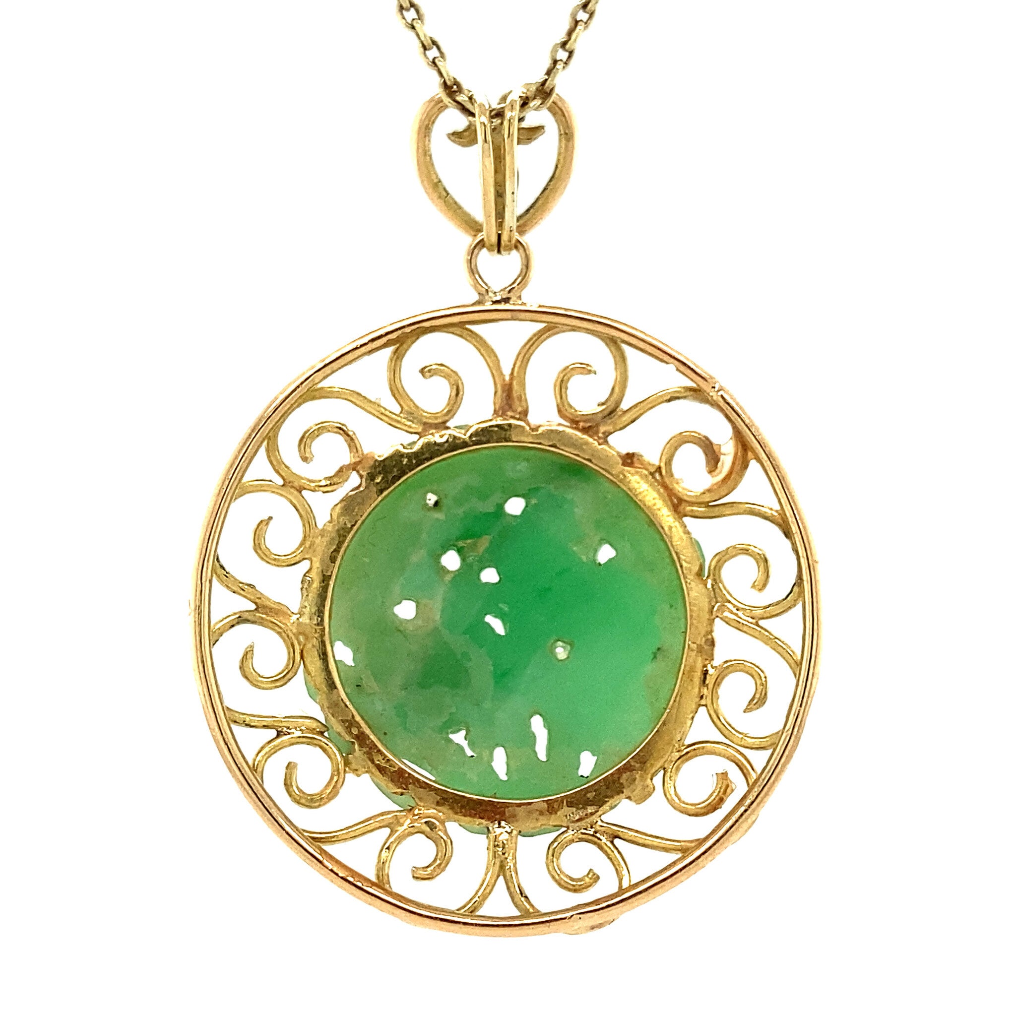 Gouden hanger met jade 14 krt