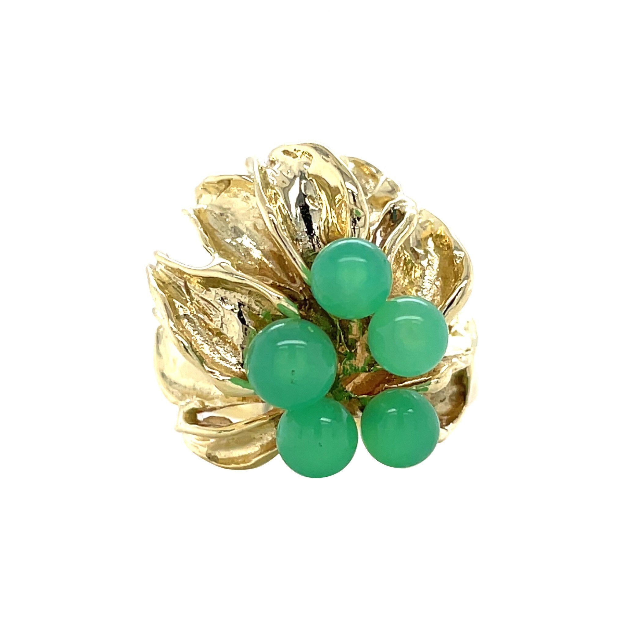 Gouden vintage ring met chrysopraas14 krt