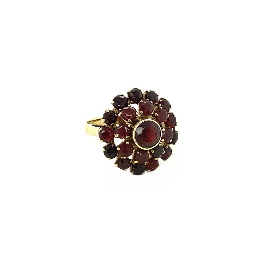 Entourage ring with garnet 9 crt