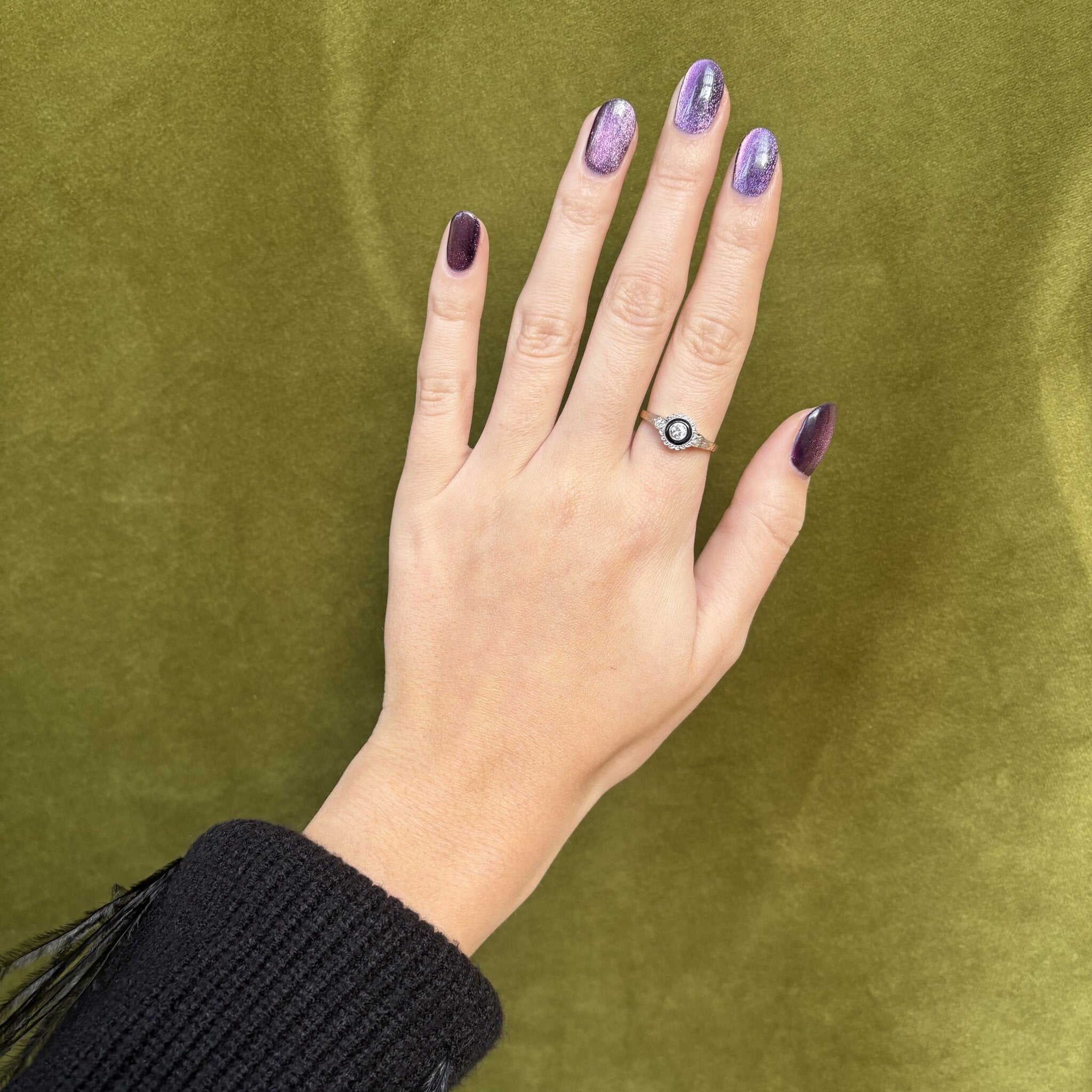 Entourage ring with sapphire and diamond 12kt