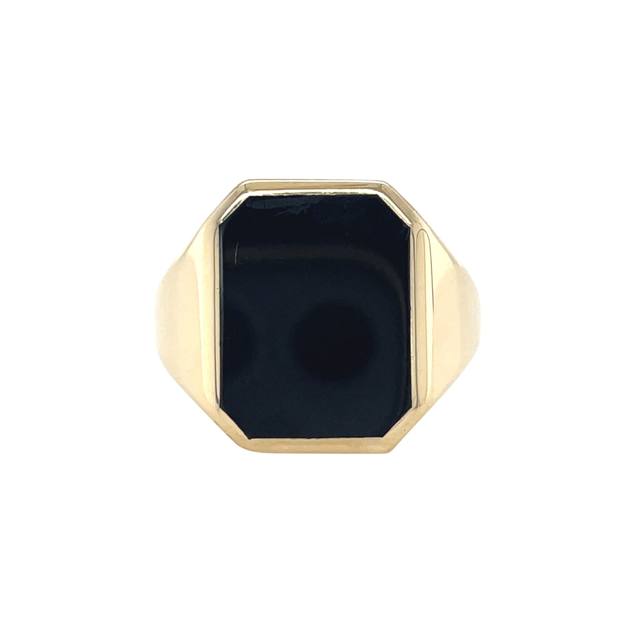 Gouden vintage zegelring met onyx 14 kt