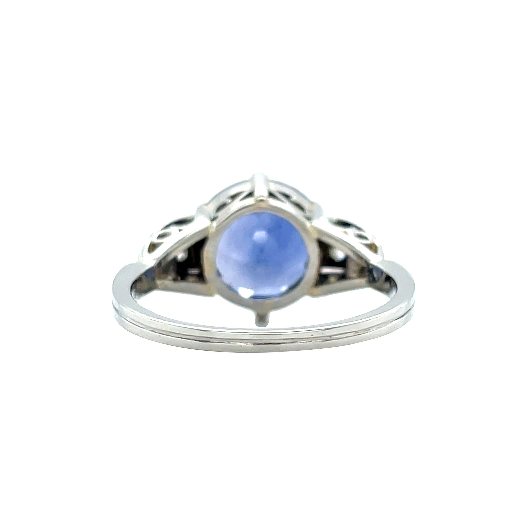 Witgouden vintage ring met saffier en diamant 14 krt