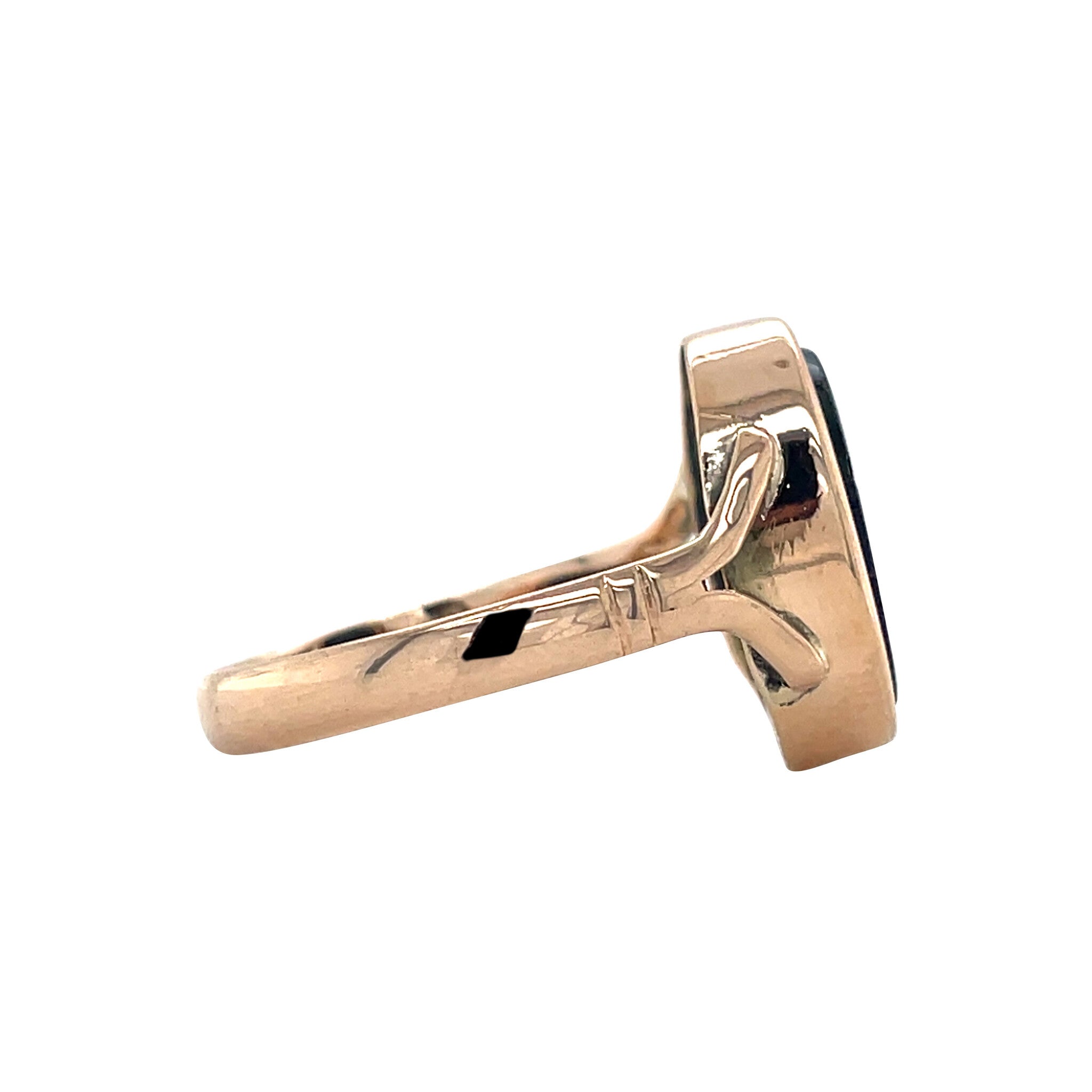 Roségouden vintage zegelring met kleursteen 14 kt