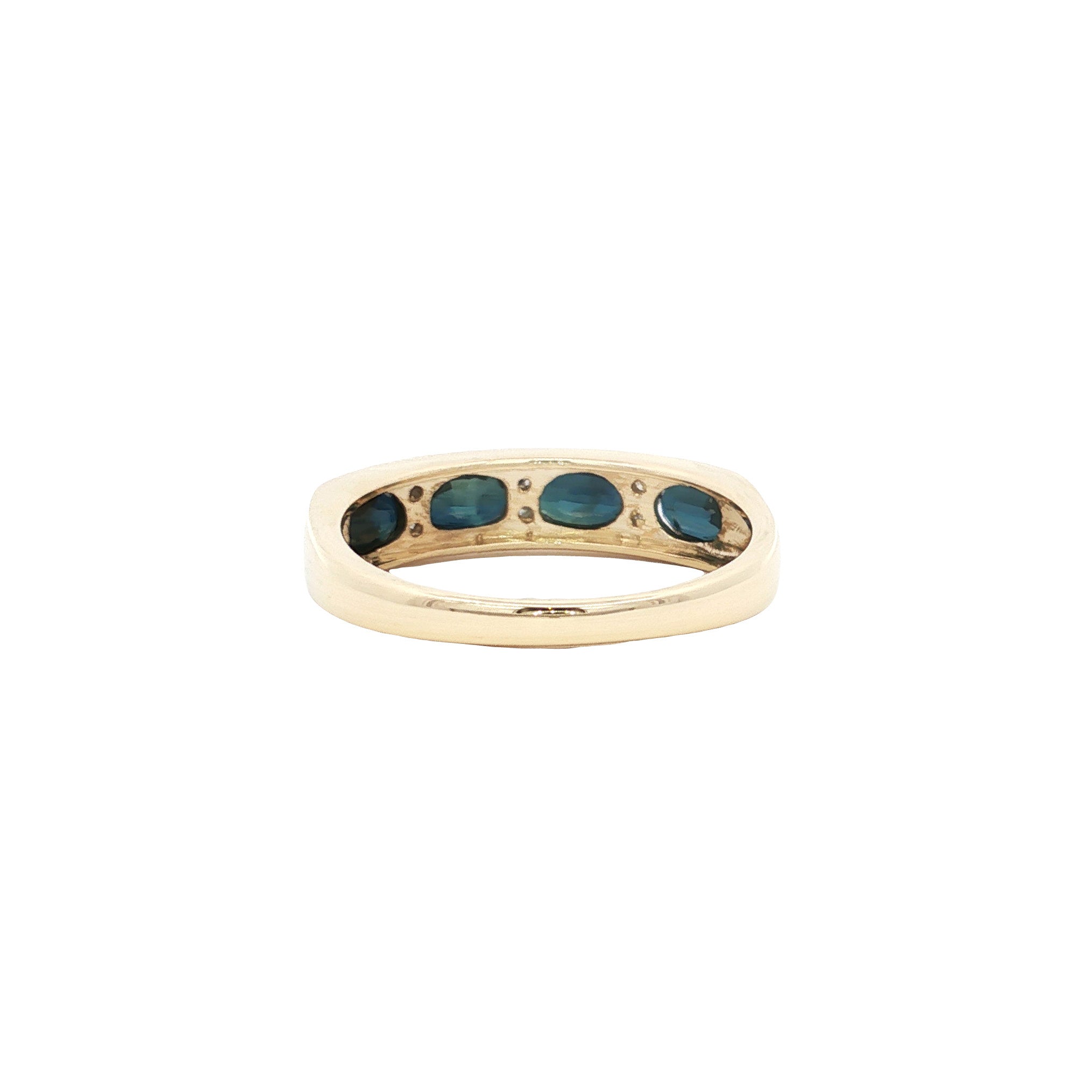 Ring met saffier en diamant 9 kt